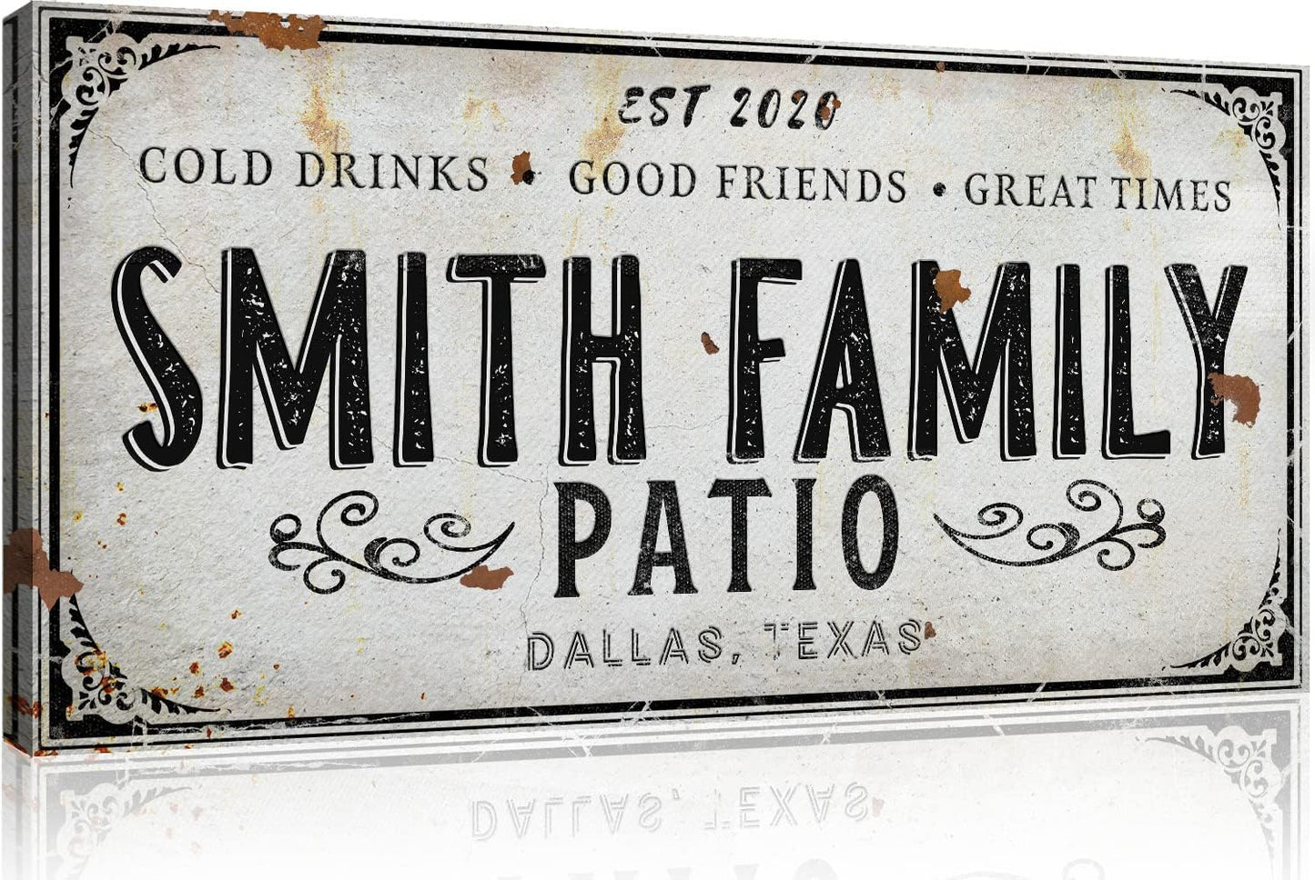 Tailored Canvases Outdoor Patio Sign - Personalized Patio Wall Canvas Art Decor for Backyard, Pool, Deck, Porch, Bar and Custom Gift Idea for Friends, Family and Couples - Cold Drinks and Great Times