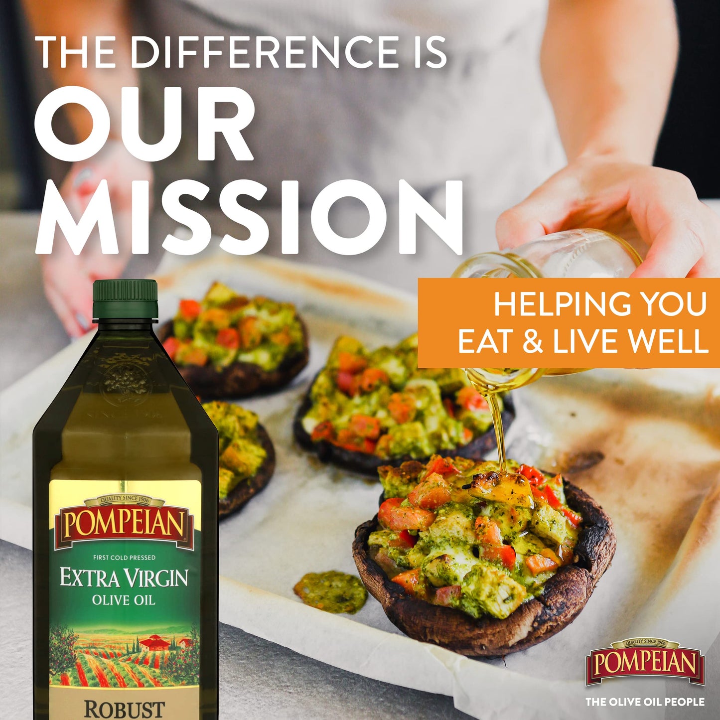 Pompeian Robust Extra Virgin Olive Oil, Contains Polyphenols, First Cold Pressed, 68 Fl Oz