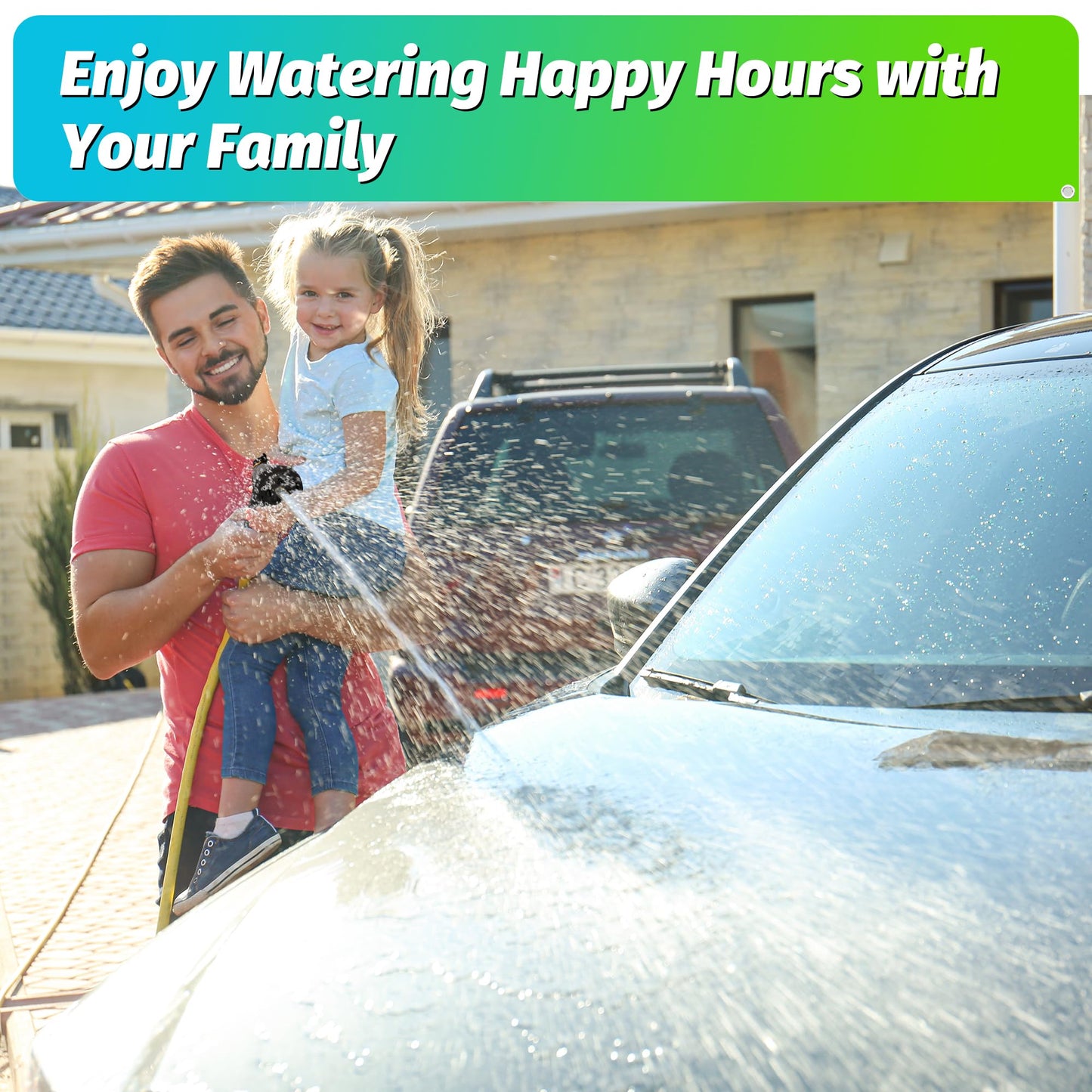 AUTOMAN-Garden-Hose-Nozzle, ABS Water Spray Nozzle with 7 Adjustable Watering Patterns, Slip Resistant for Watering Plants, Lawn& Garden, Washing Cars, Cleaning, Showering Pets & Outdoor Fun.