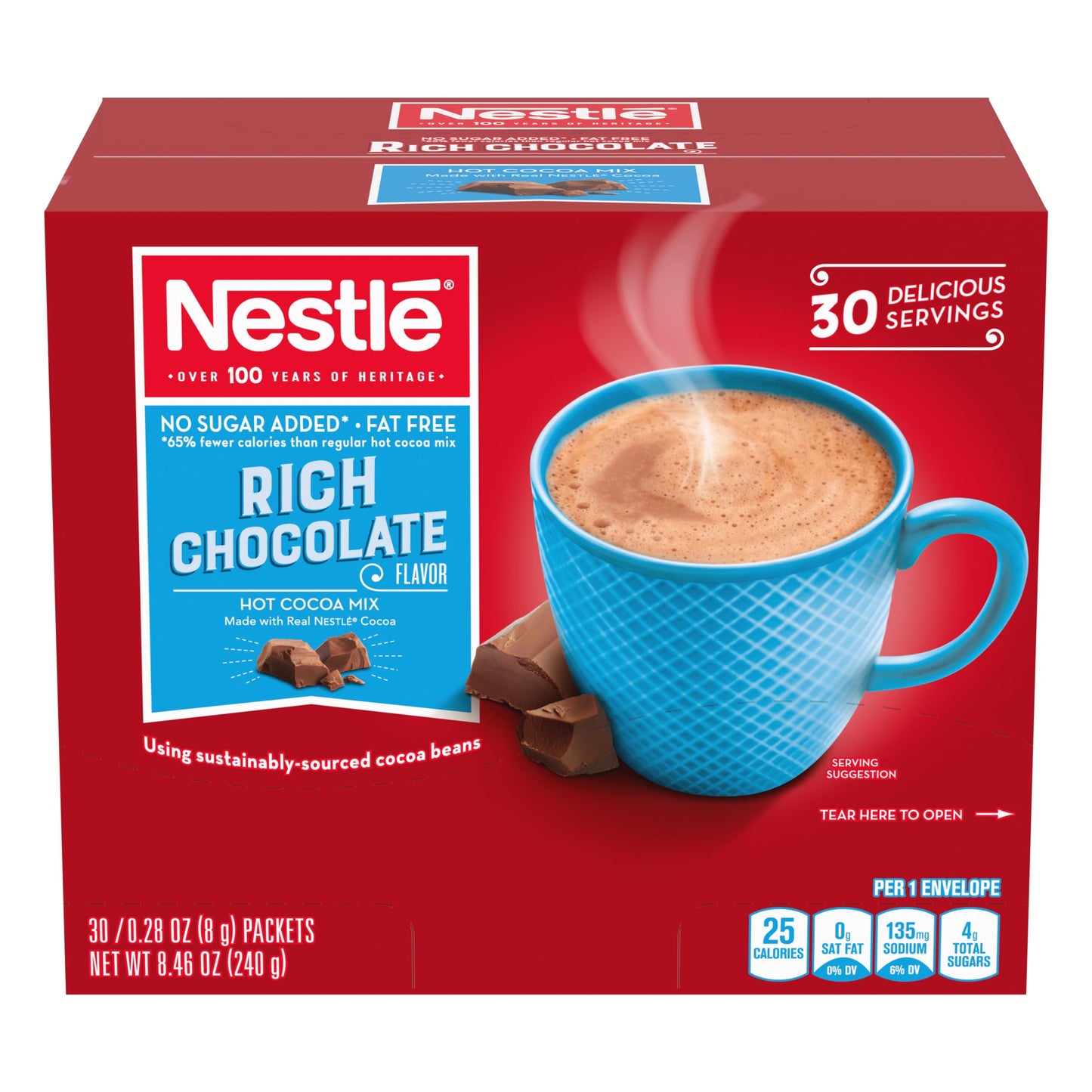 Nestle Hot Chocolate Packets, Hot Cocoa Mix, Rich Chocolate Flavor, Made with Real Cocoa, Bulk Pack, 0.71 oz Packet (50 Count)