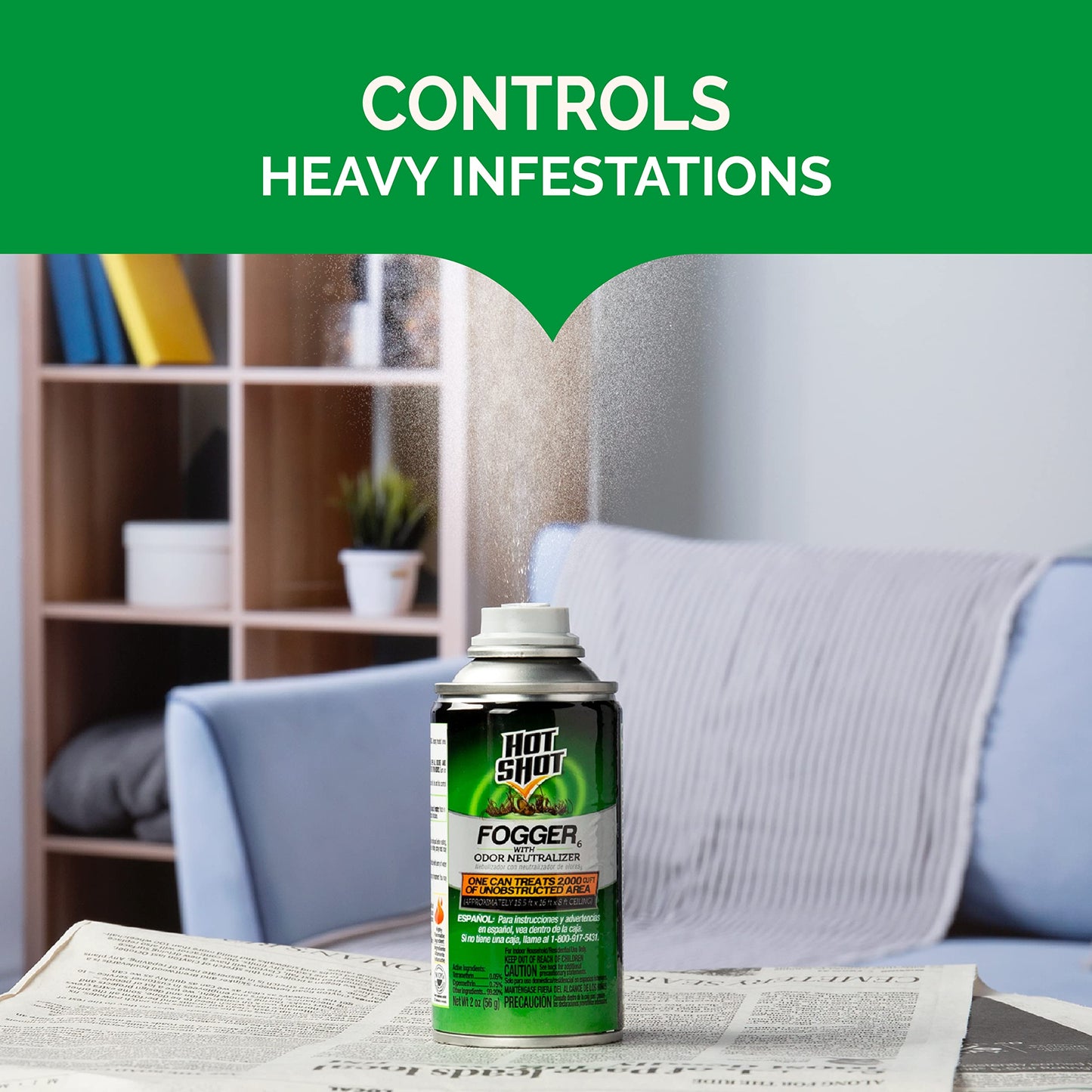 Hot Shot Fogger With Odor Neutralizer, Kills Roaches, Ants, Spiders & Fleas, 3 Count, 2 Ounce Pack of 2