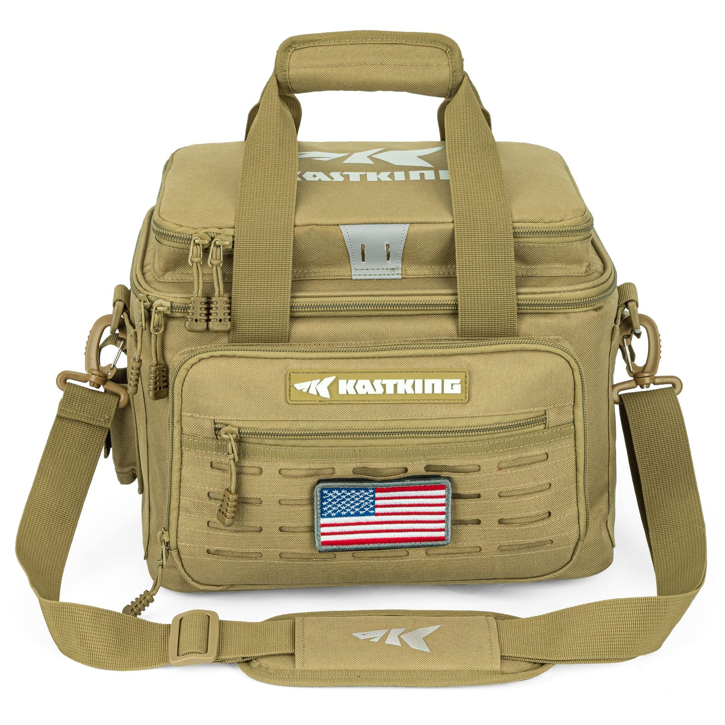KastKing Karryall Fishing Tackle Bags for Saltwater or Freshwater Fishing - Water Resistant Material - Fishing Gear Storage - Medium Khaki
