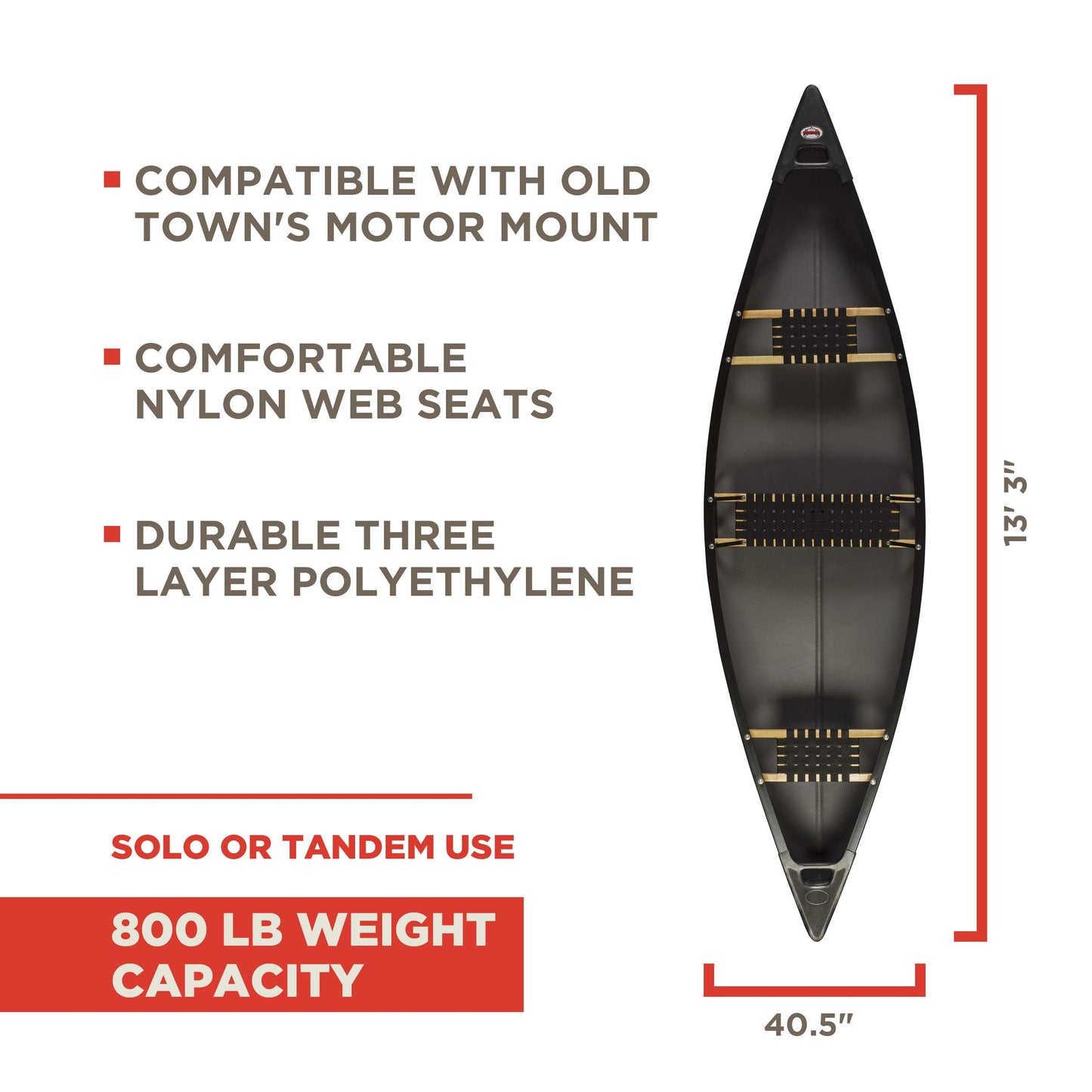 Old Town Discovery 133 Recreational Canoe, Green, 13 Feet 3 Inches
