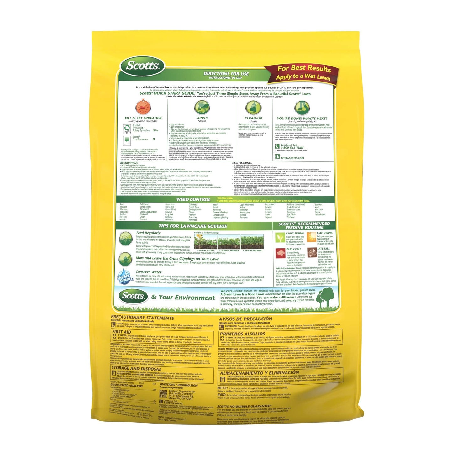 Scotts Turf Builder Weed and Feed3 - Weed Killer Plus Lawn Fertilizer, Controls Dandelion and Clover, Grass Fertilizer For Up To 5,000 sq. ft., 14.29 lbs.