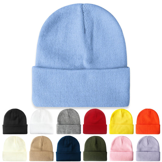 PFFY Beanie for Men Women Unisex Knit Cuffed Plain Winter Beanies Hats Skull Cap
