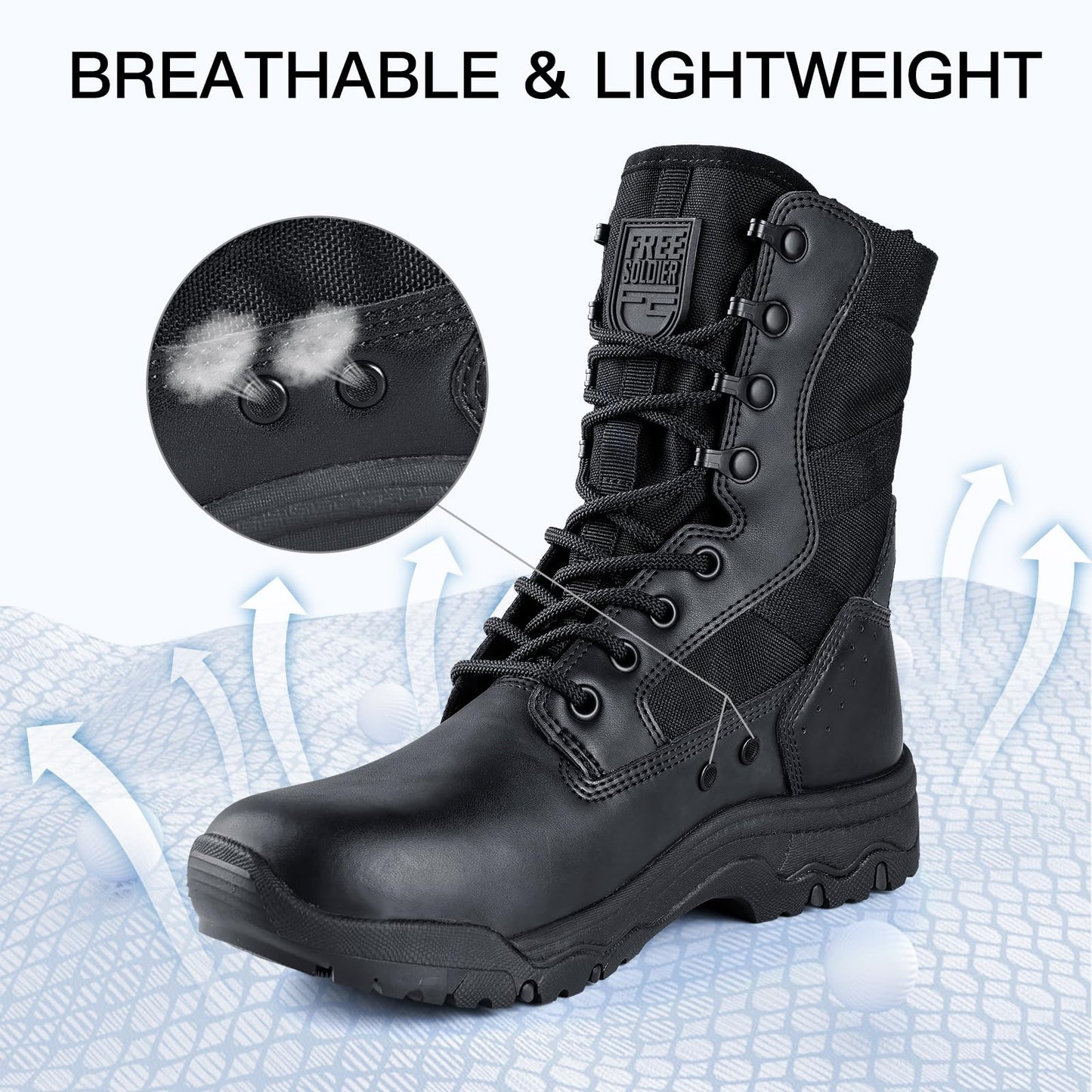 FREE SOLDIER Women’s Tactical Boots 8 Inches Lightweight Combat Boot Durable Military Work Outdoors Boots Desert Boot for Women
