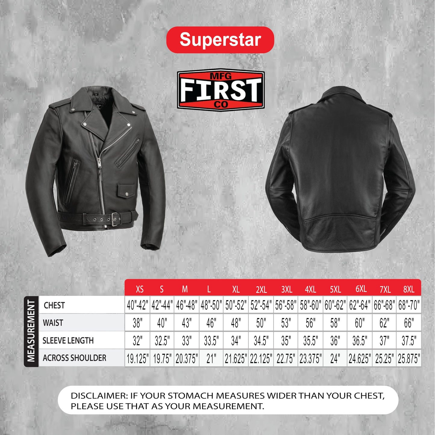 First Mfg Co - SuperStar - Men's Motorcycle Biker Riding Black Leather Jacket
