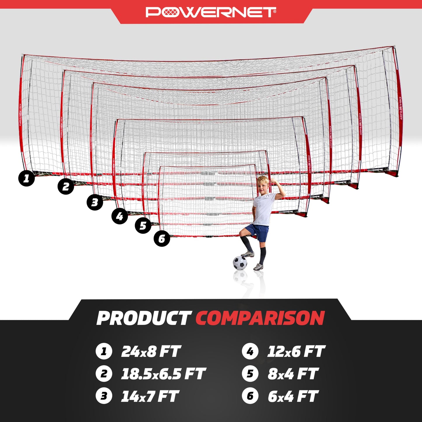 PowerNet Soccer Goal for Backyard & Outdoor Games, Portable Soccer Net, Sports & Outdoors Training Equipment for Practice, 1 Goal & Zipper Storage Bag (12 x 6 FT)