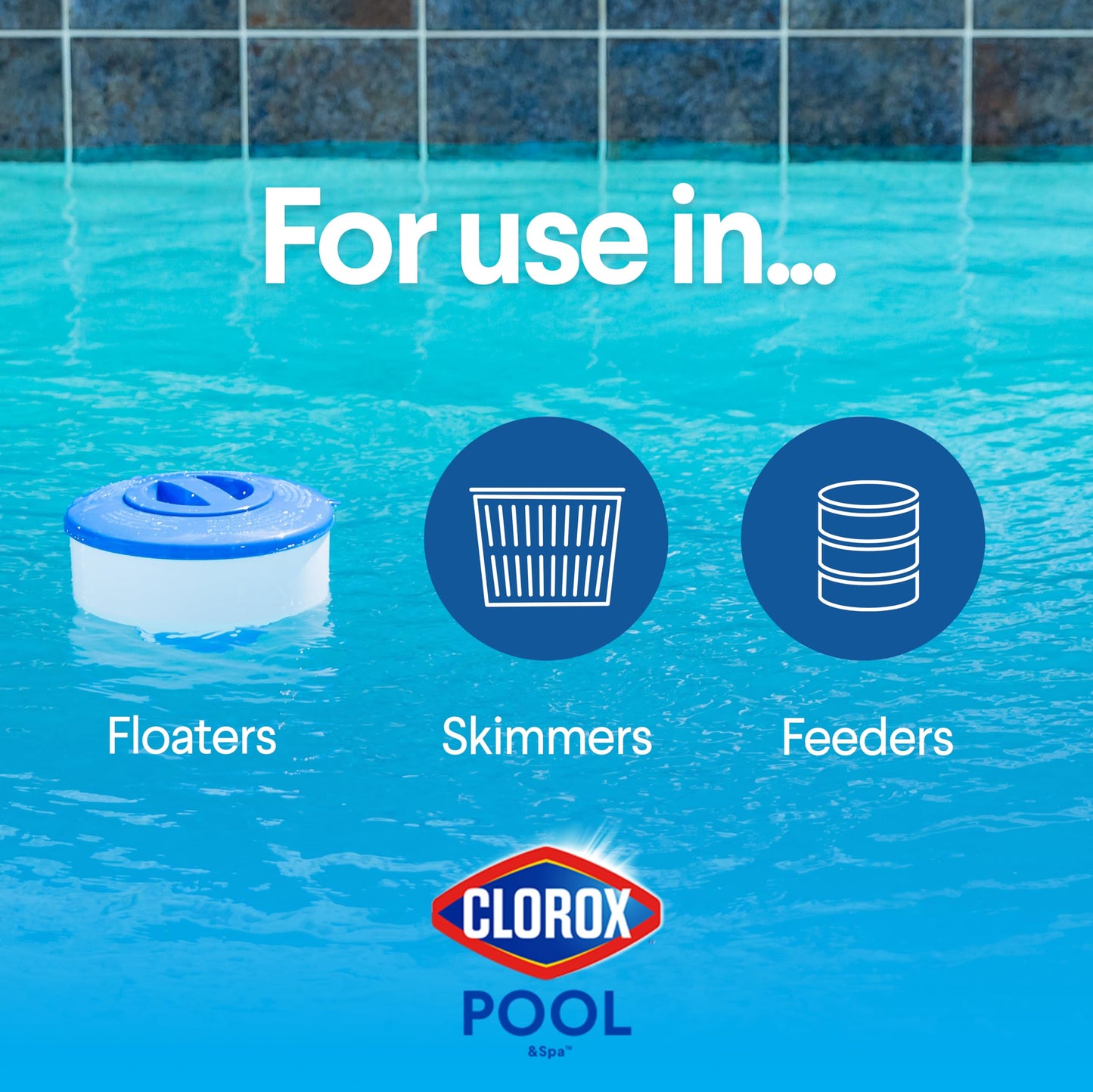 Clorox® Pool&Spa™ XtraBlue 3” Swimming Pool Chlorinating Tablets, Kills Bacteria & Stops Algae (25 LB)