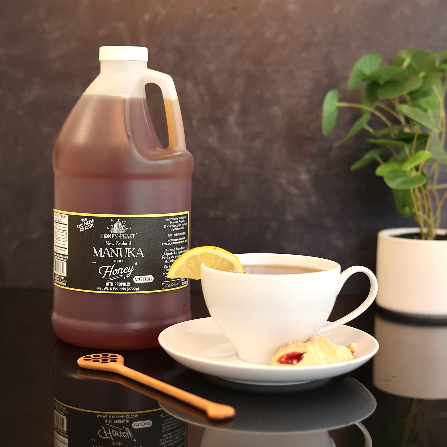 HONEY FEAST Wildflower Honey - 6 Pounds (1/2 Gallon) Bulk Honey, All Natural, Unfiltered, Unheated Honey, Perfect for Sweetening & Baking