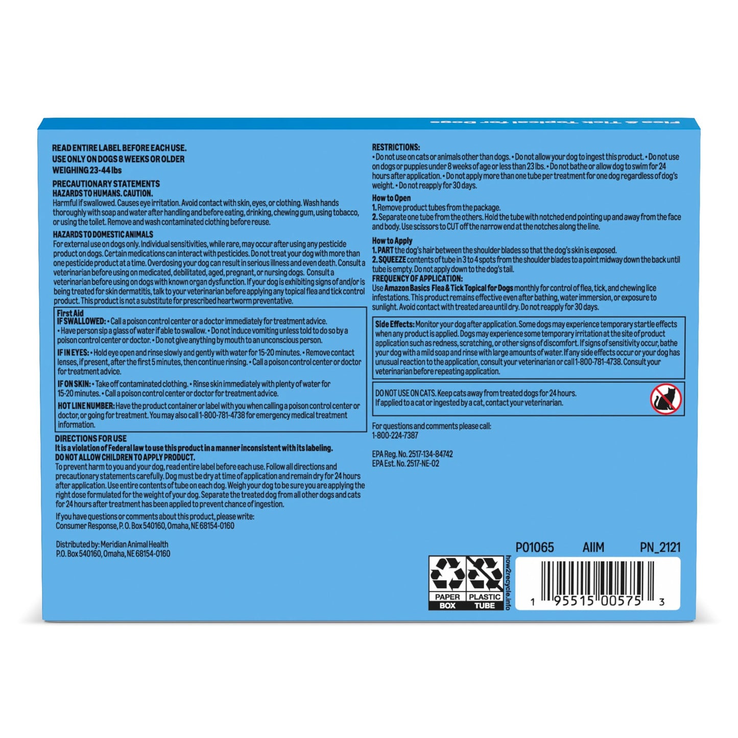 Amazon Basics Preventative Flea and Tick Topical Treatment for Dogs, Medium Dog (23-44 lbs), Fast Acting and Long Lasting, 3 Counts, Packaging May Vary