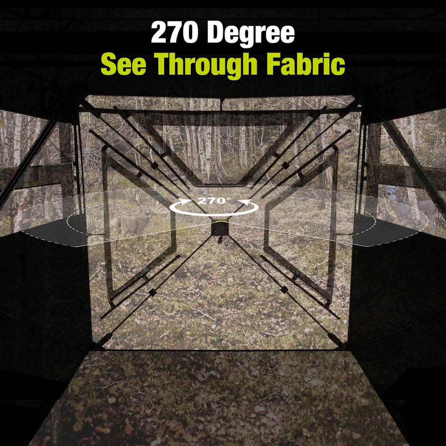 TIDEWE Hunting Blind 270°See Through with Silent Magnetic Door & Sliding Windows, 2-3 Person Pop Up Ground Blind with Carrying Bag, 300D Portable Resilient Tent(Veil Rush)