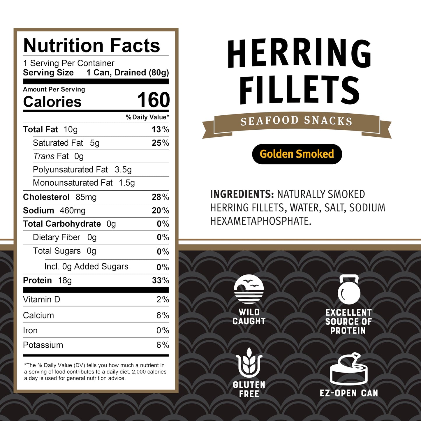 Brunswick Boneless Kipper Style Herring Fillets, 3.53 oz Can (Pack of 12) - 18g Protein per Serving - Gluten Free, Keto Friendly - Great for Pasta & Seafood Recipes