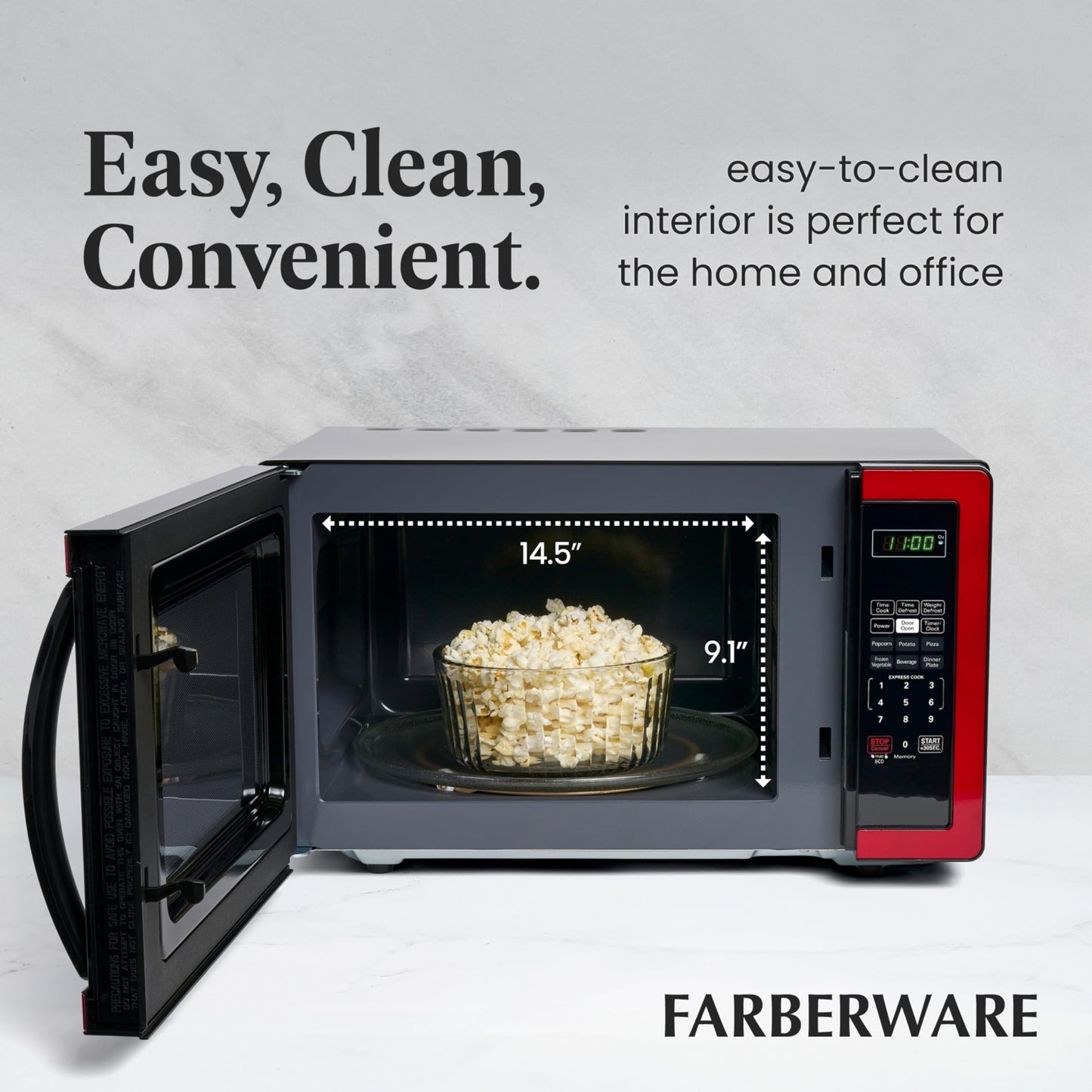 Farberware Countertop Microwave 700 Watts, 0.7 Cu. Ft. - Microwave Oven With LED Lighting and Child Lock - Perfect for Apartments and Dorms - Easy Clean Stainless Steel