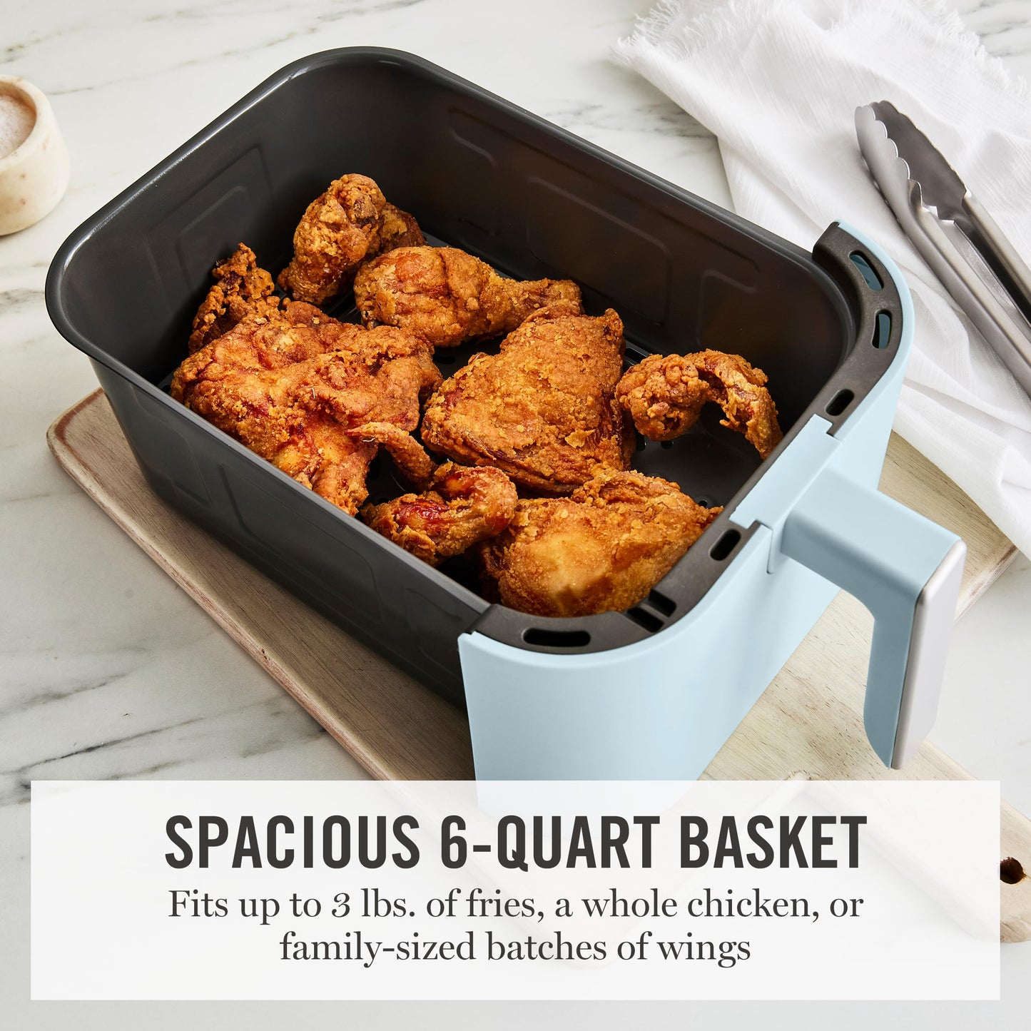 Martha Stewart 6QT Air Fryer, 6-in-1, Bake, Broil, Roast, Air Fry, Dehydrate, Reheat, Ceramic Non-Stick Basket, Crispy Results Fast, 400°F Max Temp, Shake Reminder, Auto Shut-Off, Honeydew Green