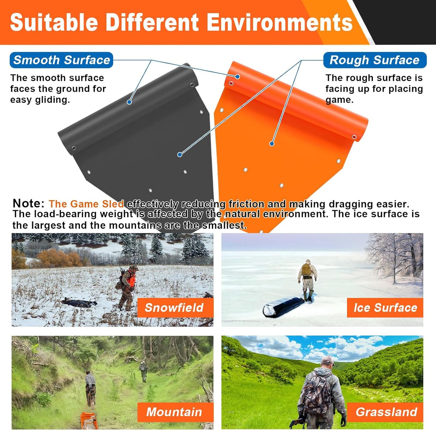 Deer Drag Sleds - Heavy-Duty, Tear-Resistant Game Hauler for Hunting with Ropes and Handles, Portable and Durable Outdoor Gear (2-Set)