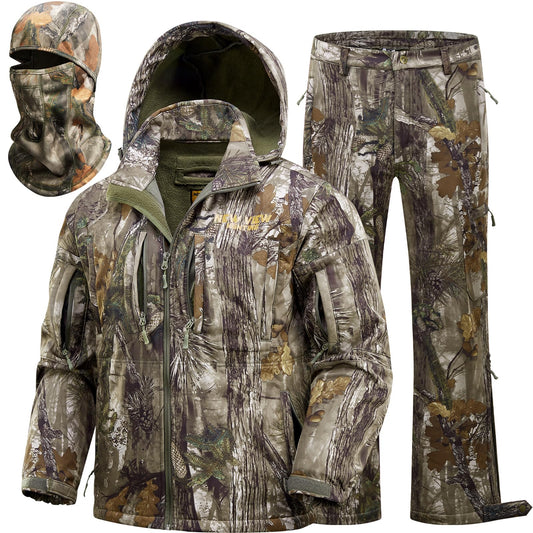 NEW VIEW Camo Clothes for Men, Winter Warm Hunting Jacket and Pants, Fleece Lined Suit for Deer Duck Bow Hunts
