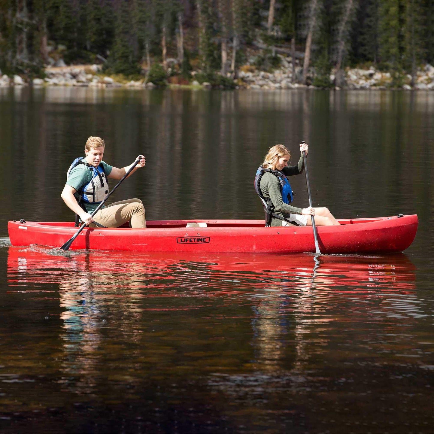 Lifetime Kodiak Canoe with 2 Paddles, Red, 13'