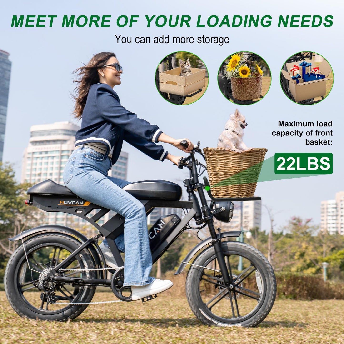 MOVCAN V30MAX/V30 Electric Bike for Adults 1500W/1000W Motor 20" Fat Tire Ebike, 32MPH/28MPH 120/70 Miles,48V 31.2/15.6 AH Dual Battery Hydraulic Disc Brake Electric Motorcycle Bike Full Suspension