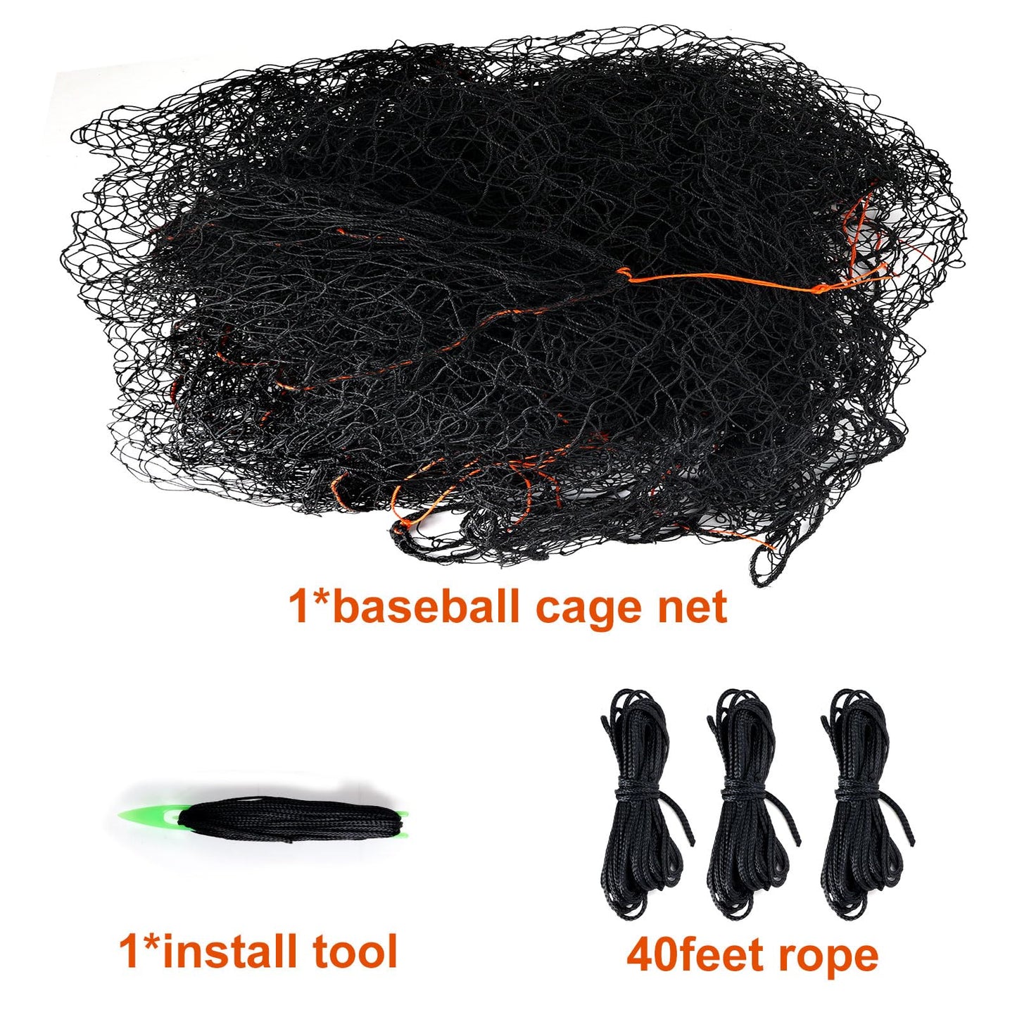 Batting Cage Net, 8x8x20 ft Heavy Duty Enclosed Batting Net With Door, Only Net, Not Include Poles and Frame, Professional Softball Baseball Nets for Batting and Pitching, Batting Cages for Backyard