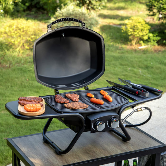Captiva Designs 4-Burner Propane Gas BBQ Grill with Side Burner & Porcelain-Enameled Cast Iron Grates, 42,000 BTU Output Stainless Steel Grill for Outdoor Cooking Kitchen and Patio Backyard Barbecue