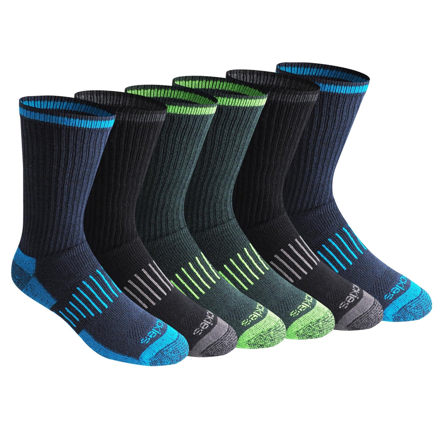 Dickies Men's Dri-Tech Original Moisture Control Crew Socks, Available in M-XXL (6, 12, 18 Pairs), Black Bright (6 Pairs), Large