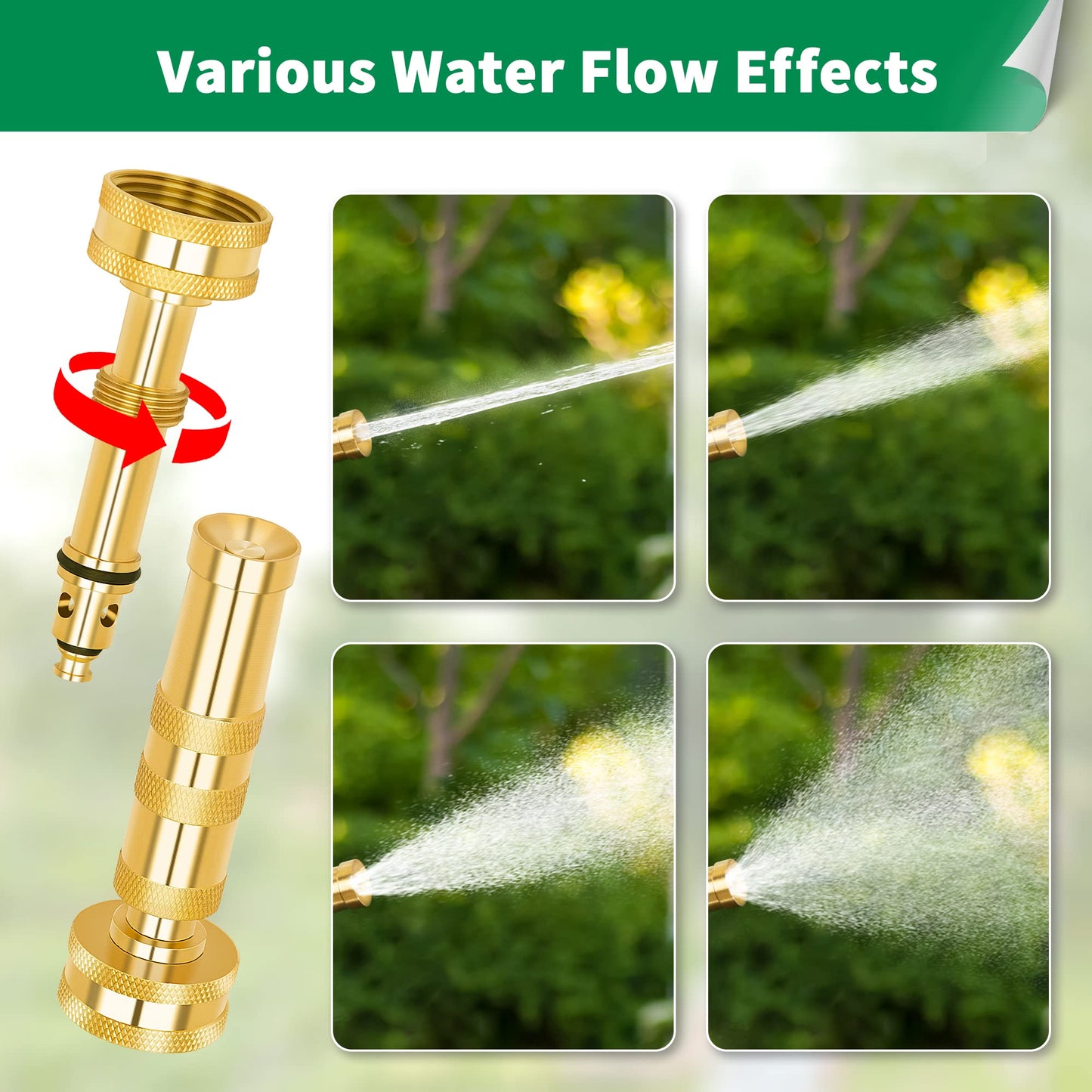 AUTOMAN-Garden-Hose-Nozzle, ABS Water Spray Nozzle with 7 Adjustable Watering Patterns, Slip Resistant for Watering Plants, Lawn& Garden, Washing Cars, Cleaning, Showering Pets & Outdoor Fun.