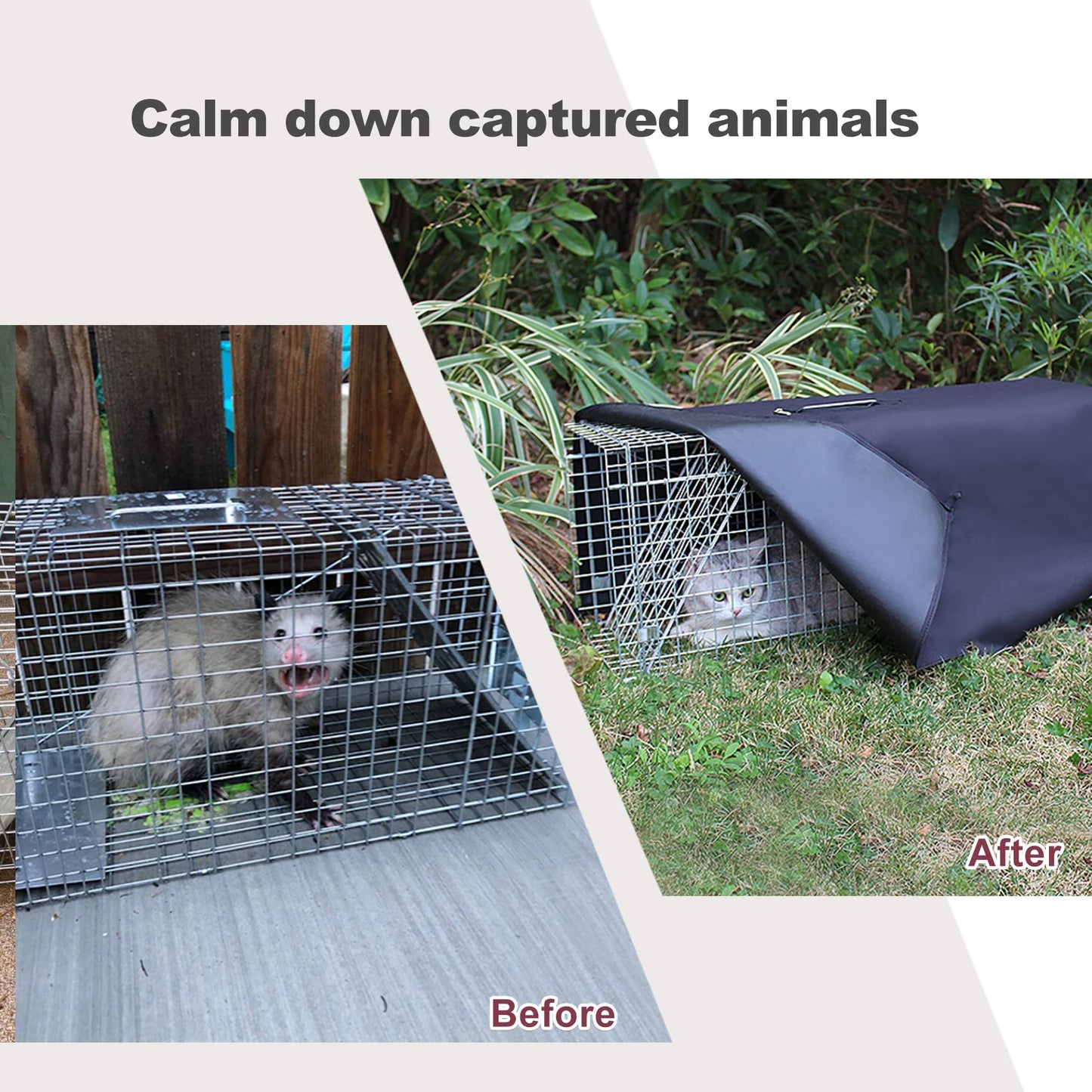 Live Animal Trap Cage Cover, Cat Trap for Stray Cats 32 Inch Folding Skunk Trap with Real Door for Raccoons, Opossums, Groundhogs, Skunks, Feral Cats, Squirrels (Only Cover)