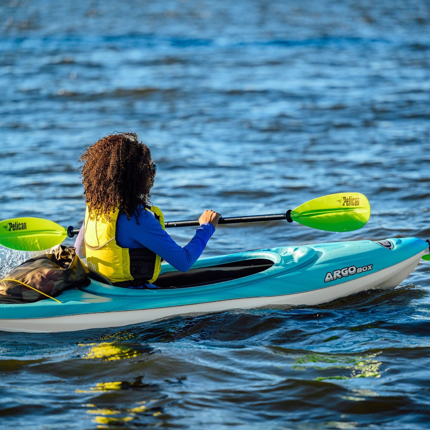 Pelican Argo 80X - Recreational Sit in Kayak - Fade Turquoise White - Lightweight Patented Ram-X™ Material - Stable - 8 ft