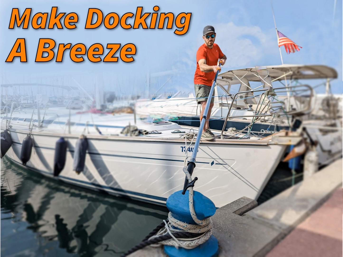 Telescoping Boat Hook Pole for Docking // 5-12 ft Extension Push Pole for Boating // Aluminium Dock Pole with Hook // Multi-Purpose Telescopic Pole: Non-Slip, Durable, Floating, Lightweight & Sturdy
