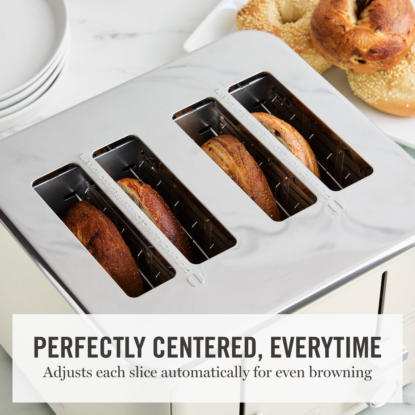 Martha Stewart 4 Slice Toaster, 10 Shade Settings with Defrost, Cancel, Bagel & Gluten-Free, Extra-Wide Self-Centering Slots for Waffles, Artisan Bread, Removable Crumb Tray, Cord Wrap,1800W, Honeydew