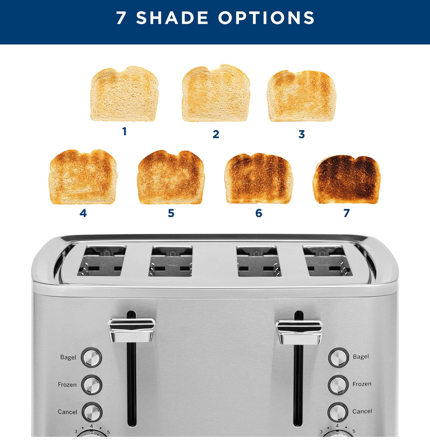 GE 2 Slice Stainless Steel Toaster, Extra Wide Slots for Toasting Bagels, Breads, Waffles & More, 7 Adjustable Shade Settings, Removable Crumb Tray, Countertop Kitchen Essentials, 850 Watts