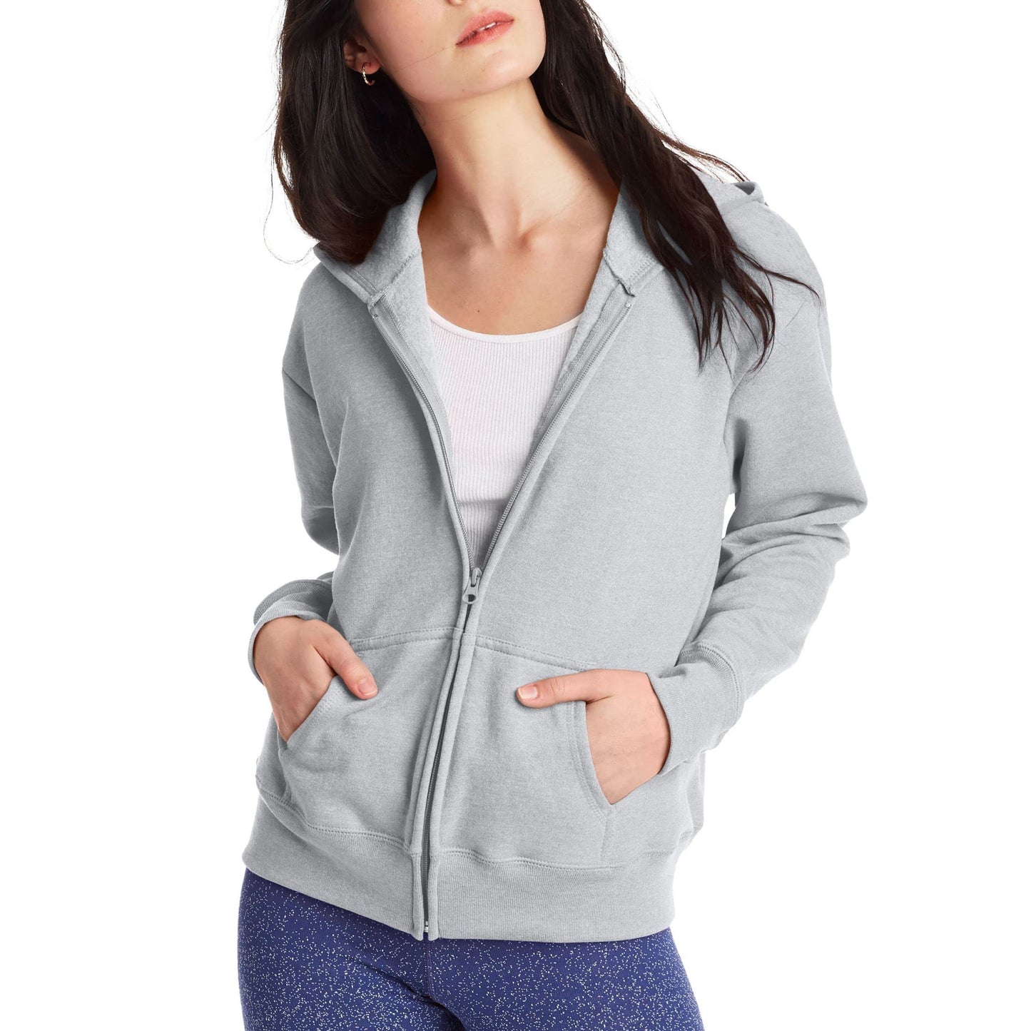 Hanes Women's Hoodie, Ecosmart Fleece Full-zip Hoodie, Zip-up Hooded Sweatshirt