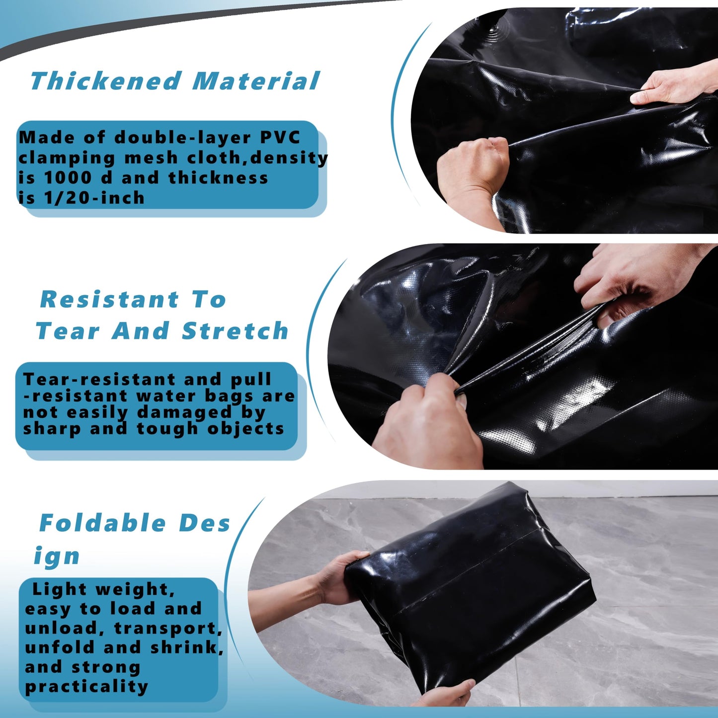 Portable Large Capacity Water Storage Bladder Containers, Foldable Water Bladder Tank, Camping Garden Drought Resistance Agricultural Irrigation Outdoor RV Emergency Water