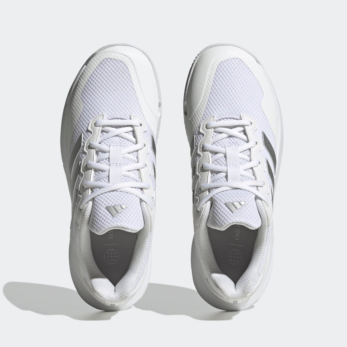 adidas Women's GameCourt 2 Sneaker, White/Silver Metallic/White, 8.5