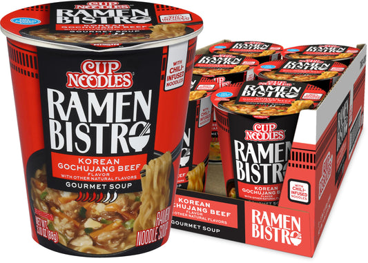 Nissin Cup Noodles Soup, Beef Flavor, Microwaveable Paper Cups, Instant Ramen, 2.25 Ounce (Pack of 12)