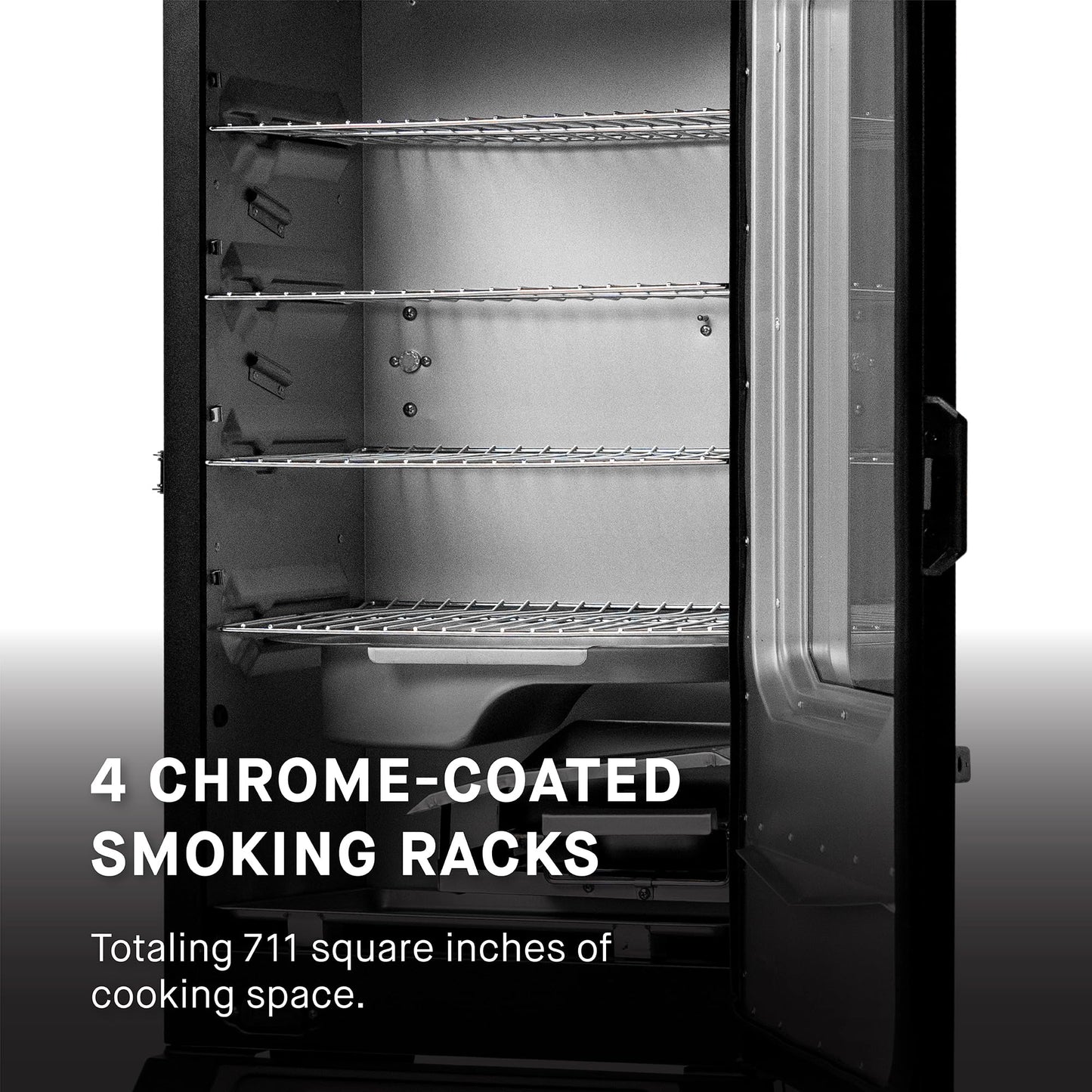 Masterbuilt® 30-inch Digital Electric Vertical BBQ Smoker with Leg Kit, Side Wood Chip Loader and 710 Cooking Square Inches in Black, Model MB20070421