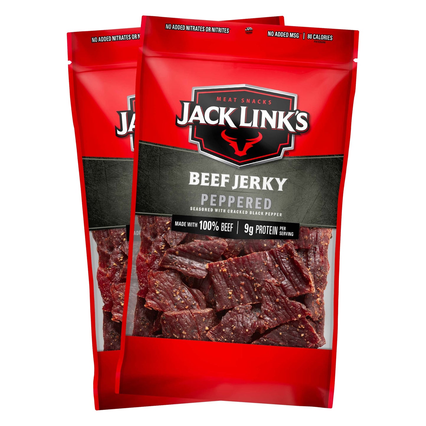 Jack Link's Beef Jerky, Original, Large Jerky Bags - Great Gifts for Dad, Flavorful Meat Snacks, Ready to Eat Protein Snacks with 10g of Protein per Serving, Made with 100% Beef - 9 Oz. (Pack of 2)