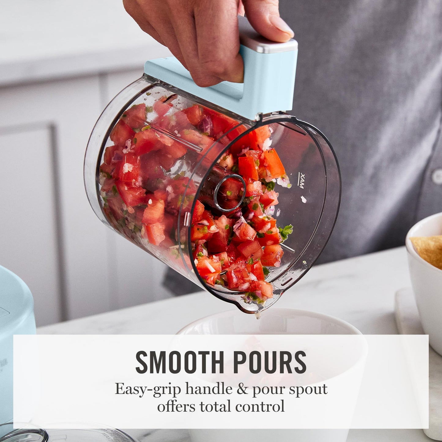 Martha Stewart 3 Cup Electric Food Chopper, Vegetable & Herb Mini Food Processor, 24oz BPA-Free Bowl, Stainless Steel Blades, Pour Spout, Dicing, Mincing, Chop & Puree, Dishwasher Safe, Caviar