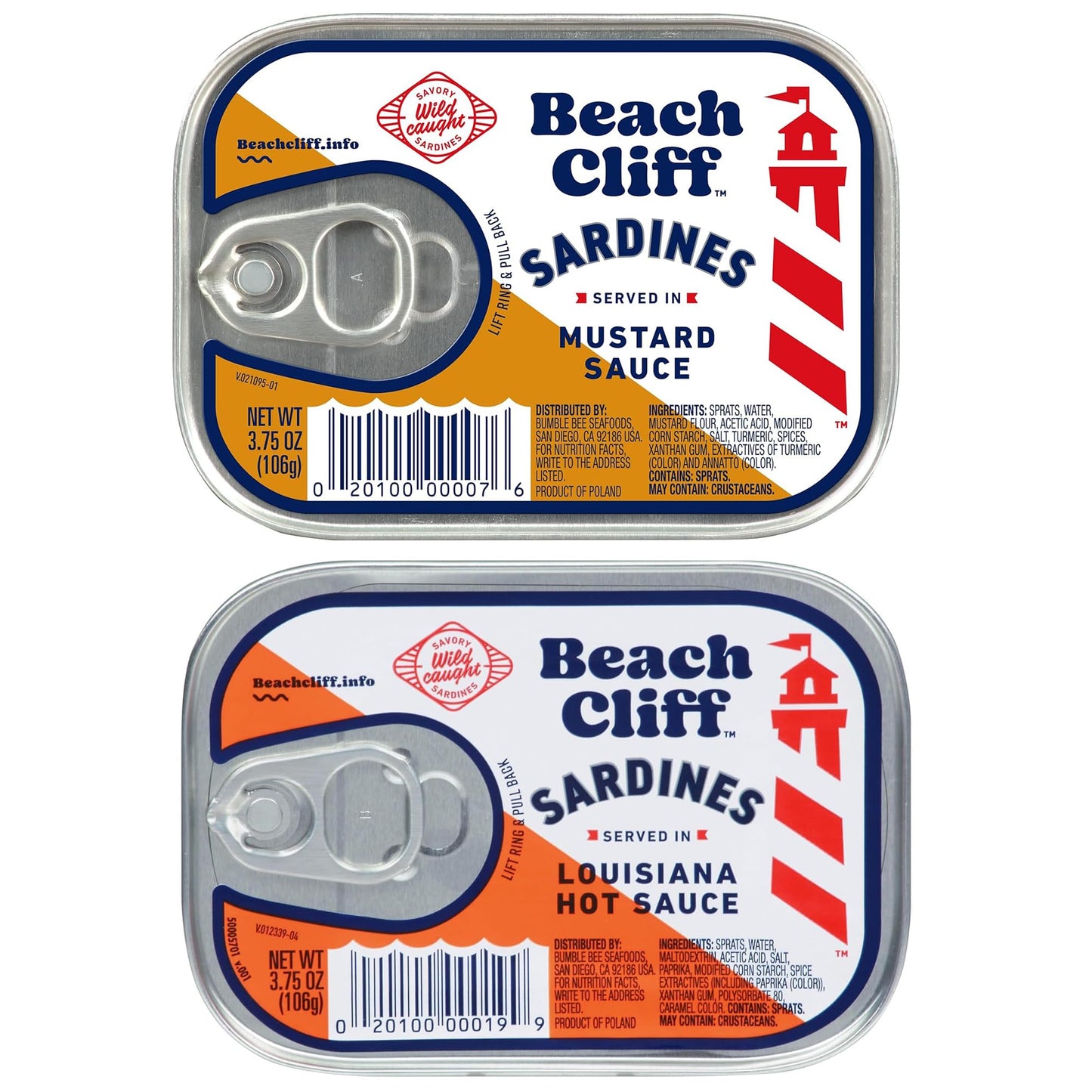 Beach Cliff Sardines in Water, 3.75 oz Can (Pack of 12) - Wild Caught Sardines - 12g Protein per Serving - Gluten Free, Keto Friendly