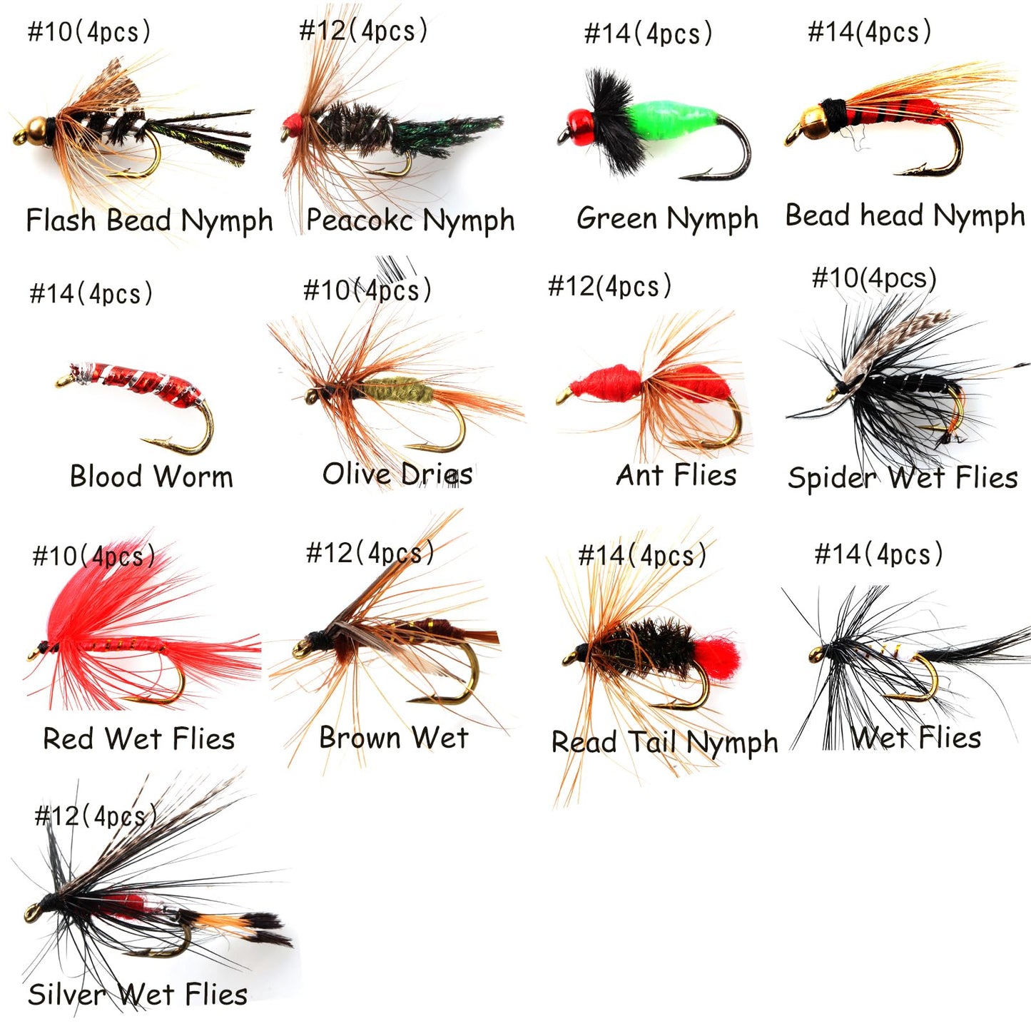 Fly Fishing Flies Assortment Kit Dry Wet Nyphms Tenkara Popper Streamer Woolly Bugger for Trout Bass Salmon Steelhead with Fly Box