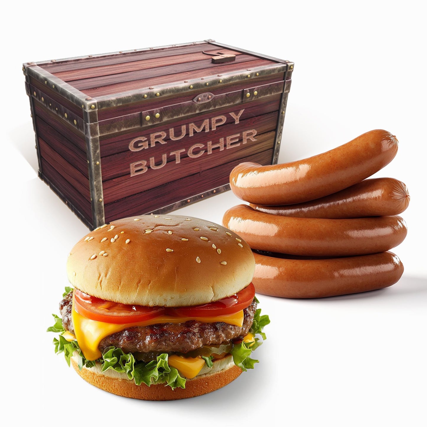 Grumpy Butcher Box Meat Food Gifts: 2 Top Sirloins Steaks (6 oz), 2 Duroc Bone in Pork Chops (14 oz) & 2 Cheese Stuffed Chicken Breasts Wrapped in Bacon (8 oz) - Gourmet Gift Basket for Men