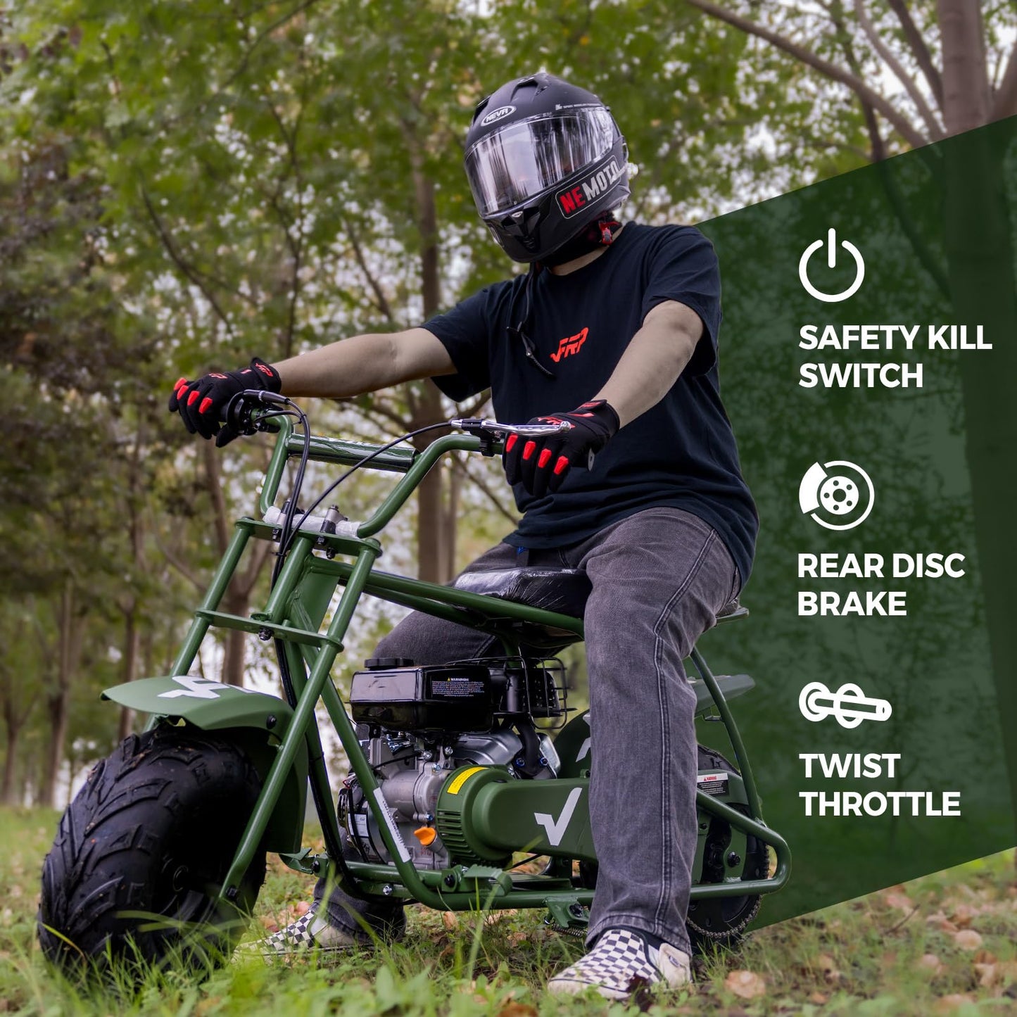 FRP Mini Dirt Bike GMB100, 99 CC Gas Powered Mini Bike 4 Stroke 3HP, Off Road for Kids and Adult, Trail Bike Up to 24 Mph, Weight Support Up to 185 LBS (RED)