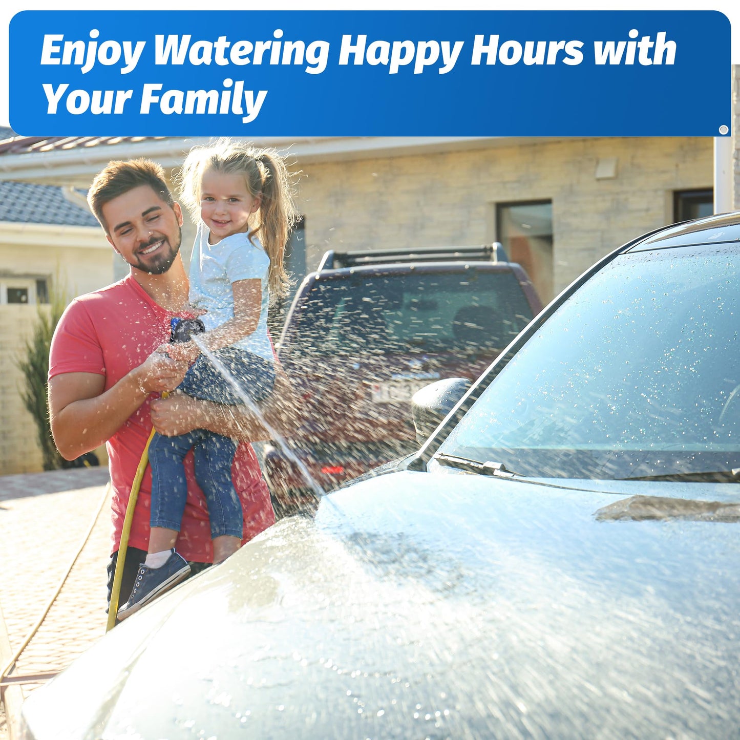 AUTOMAN-Garden-Hose-Nozzle, ABS Water Spray Nozzle with 7 Adjustable Watering Patterns, Slip Resistant for Watering Plants, Lawn& Garden, Washing Cars, Cleaning, Showering Pets & Outdoor Fun.