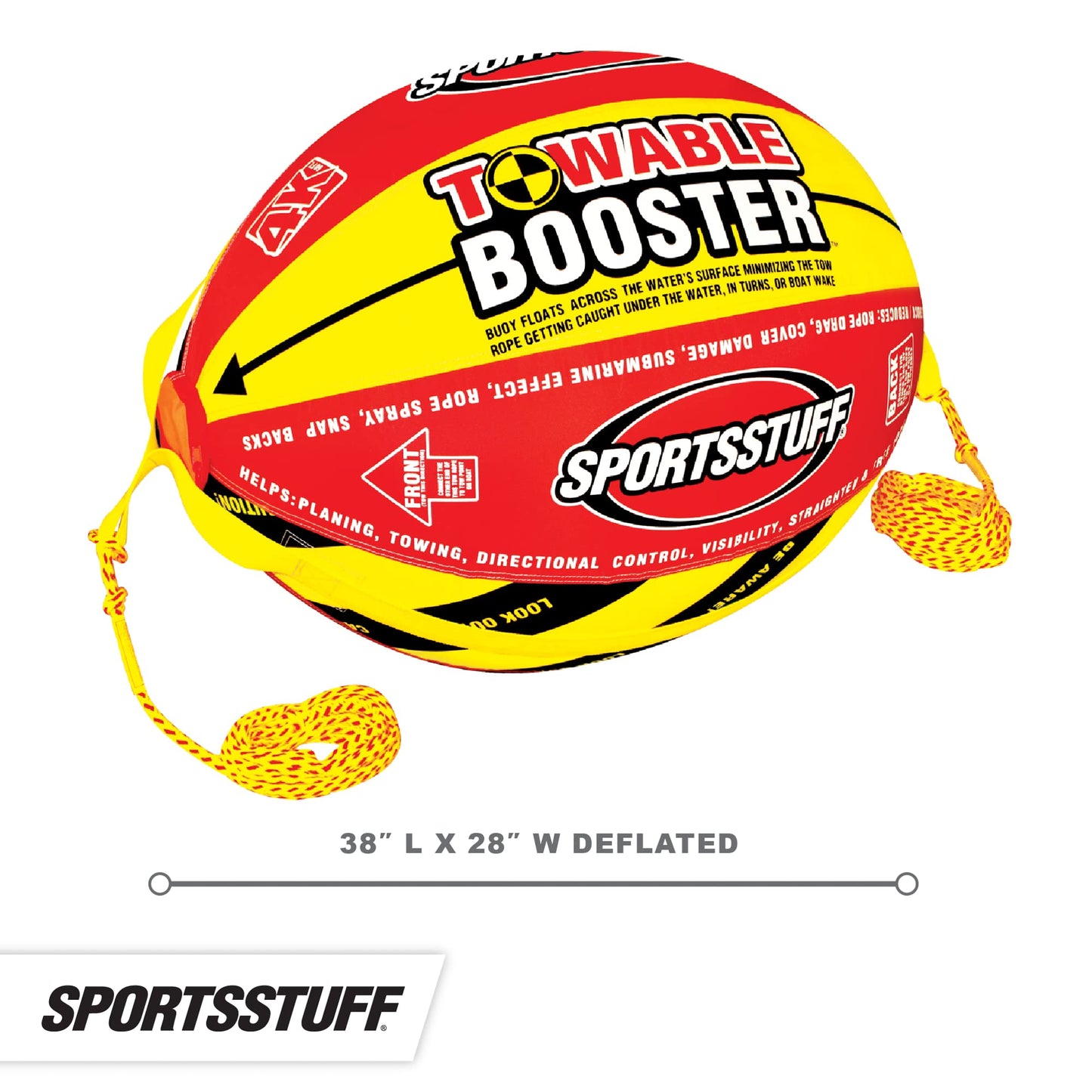 SportsStuff Booster Towable Tube Ball Towable Rope for Lift and Visibility, 60 ft Rope with 4,100 lb Break Strength
