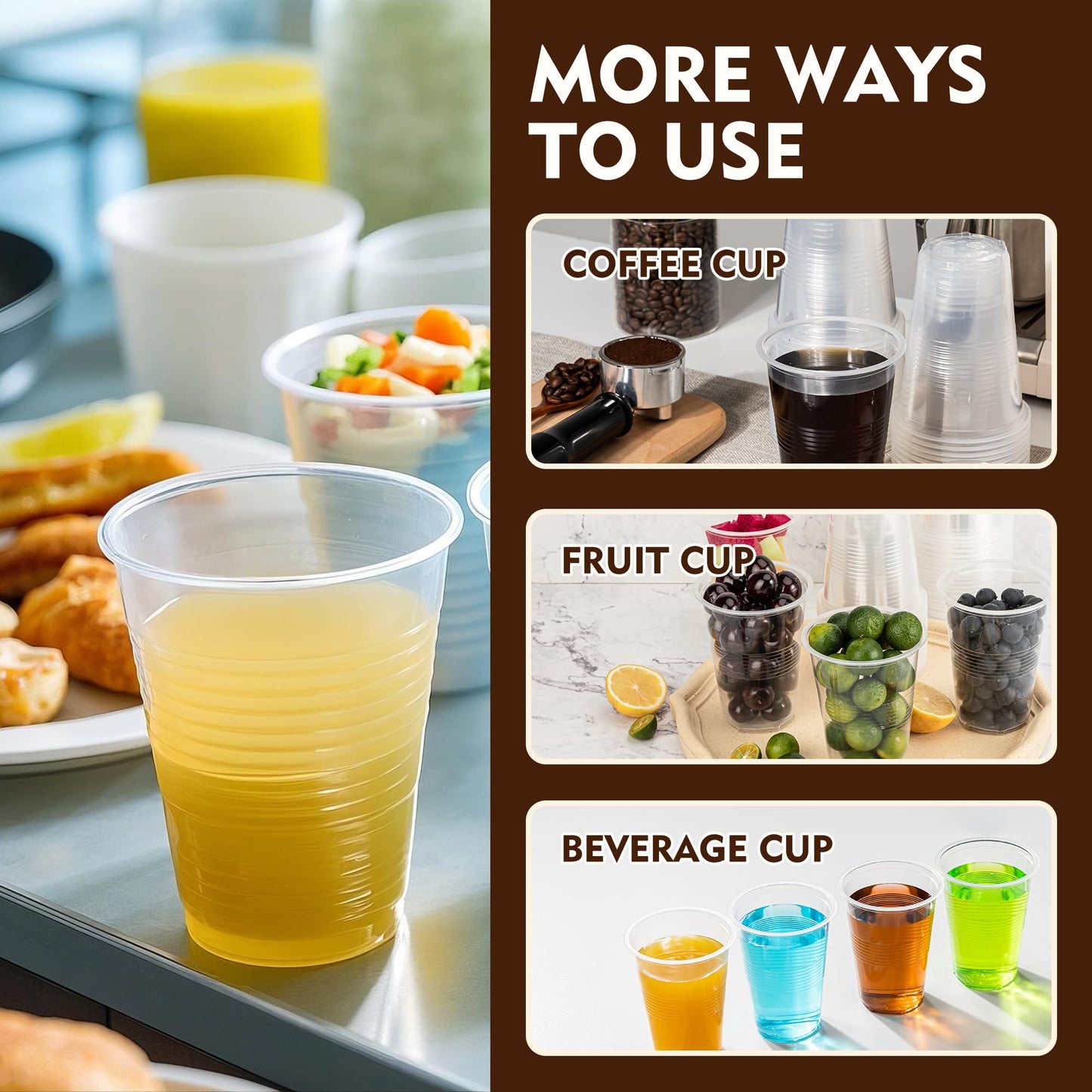 YEEHAW 9 oz Plastic Cups, 500 Pack - Clear Disposable Drinking Water Cups for Cold Beverages, Ideal for Party