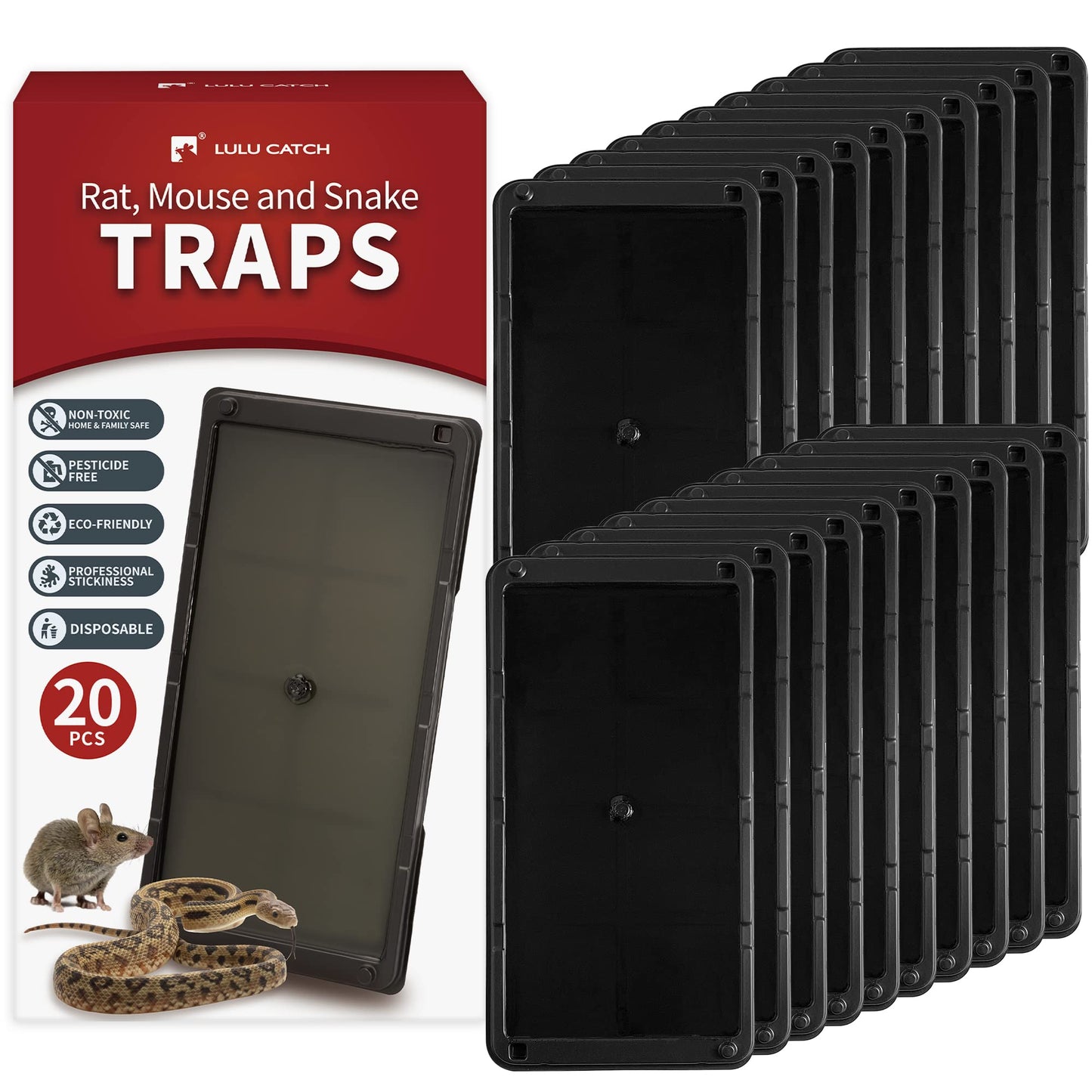 LULUCATCH Super Heavier Mouse Traps 12 Pack for Mice & Snakes with Non-Toxic Glue. Larger Sticky Traps Indoor, Easy to Set, Safe to Children & Pets
