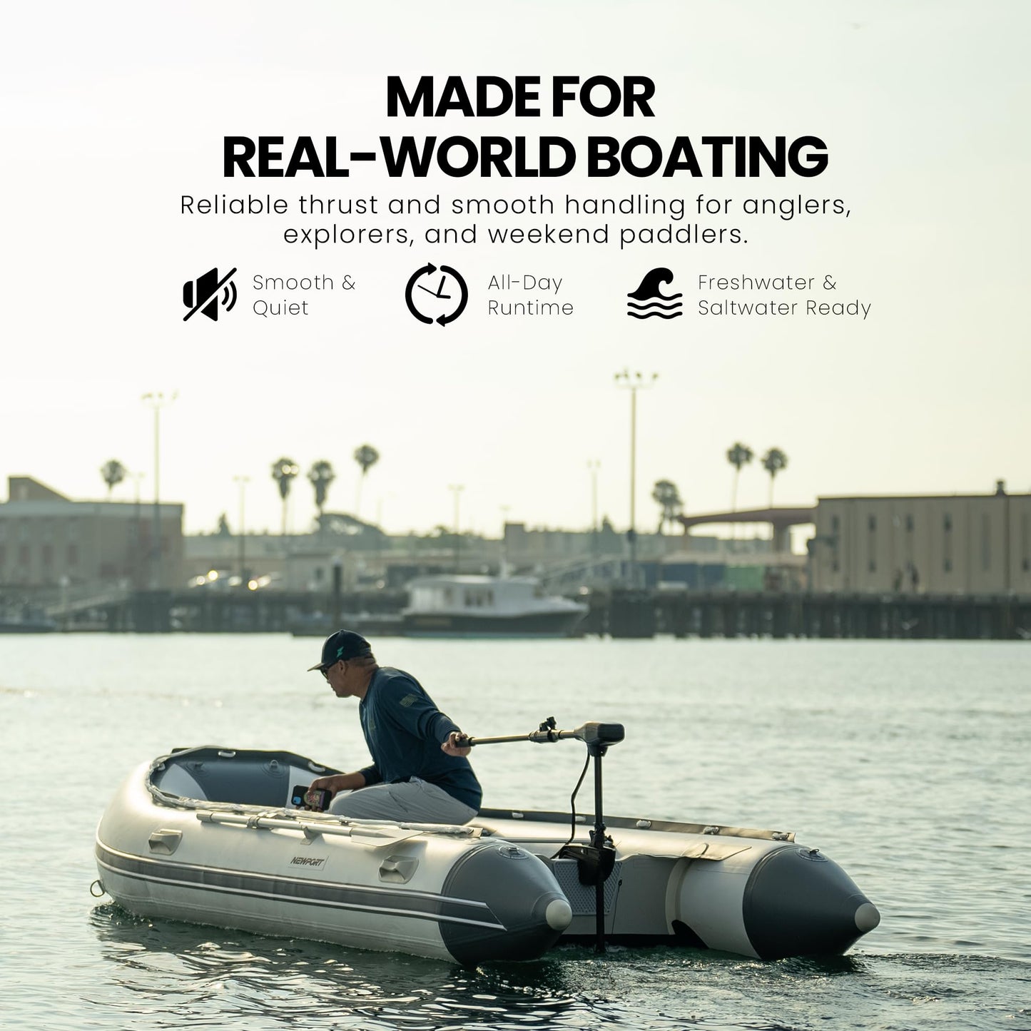 Newport NV-Series 55lb Thrust Saltwater Transom Mounted Trolling Electric Trolling Motor w/ LED Battery Indicator & 30" Shaft (23M1000203)