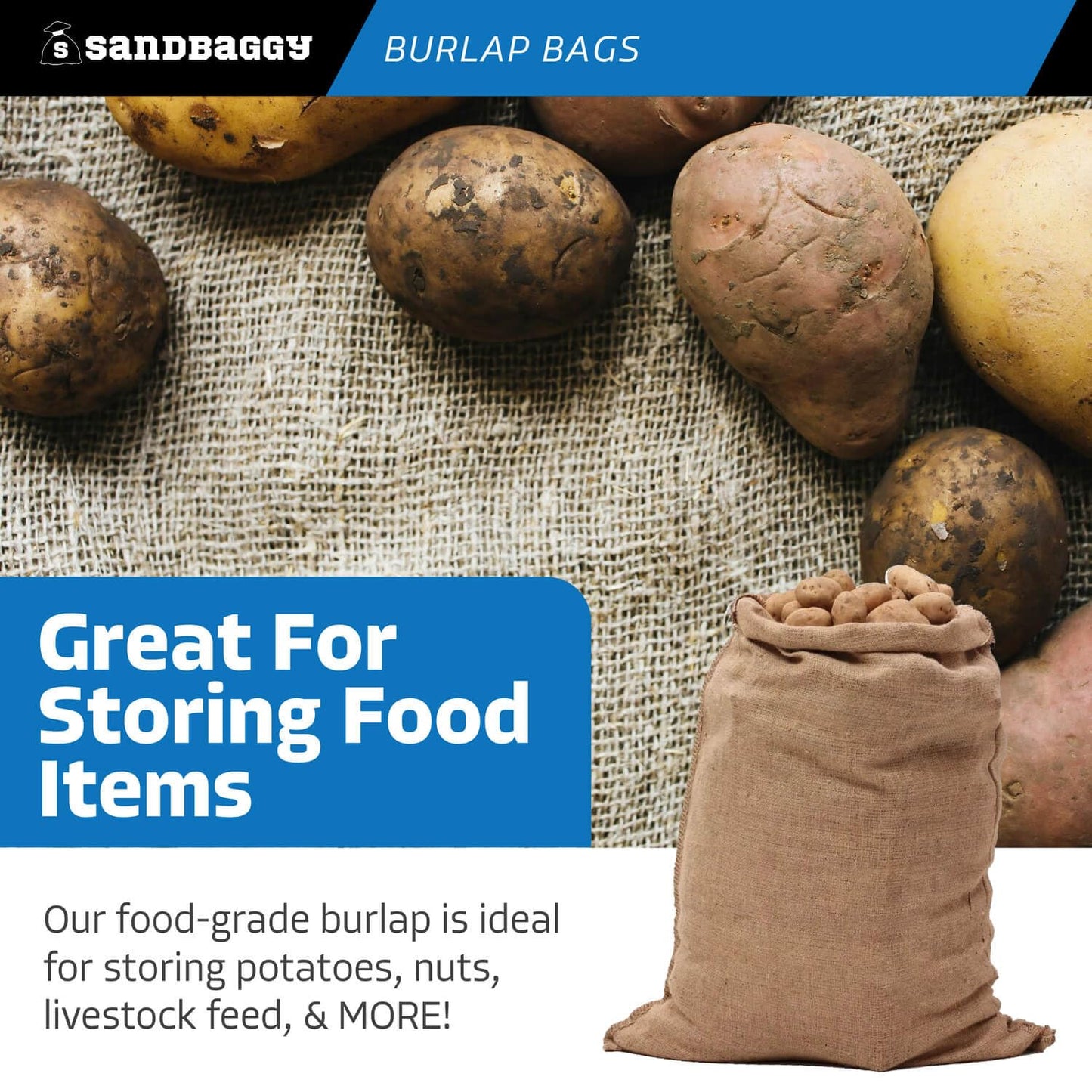 Burlap Bags for Vegetables & Gardening, 22" X 36"- Jute Sacks Perfect for Kids - Plant Covers - Holds Up to 50lbs - Food Grade (Burlap Sack, 100, Count)