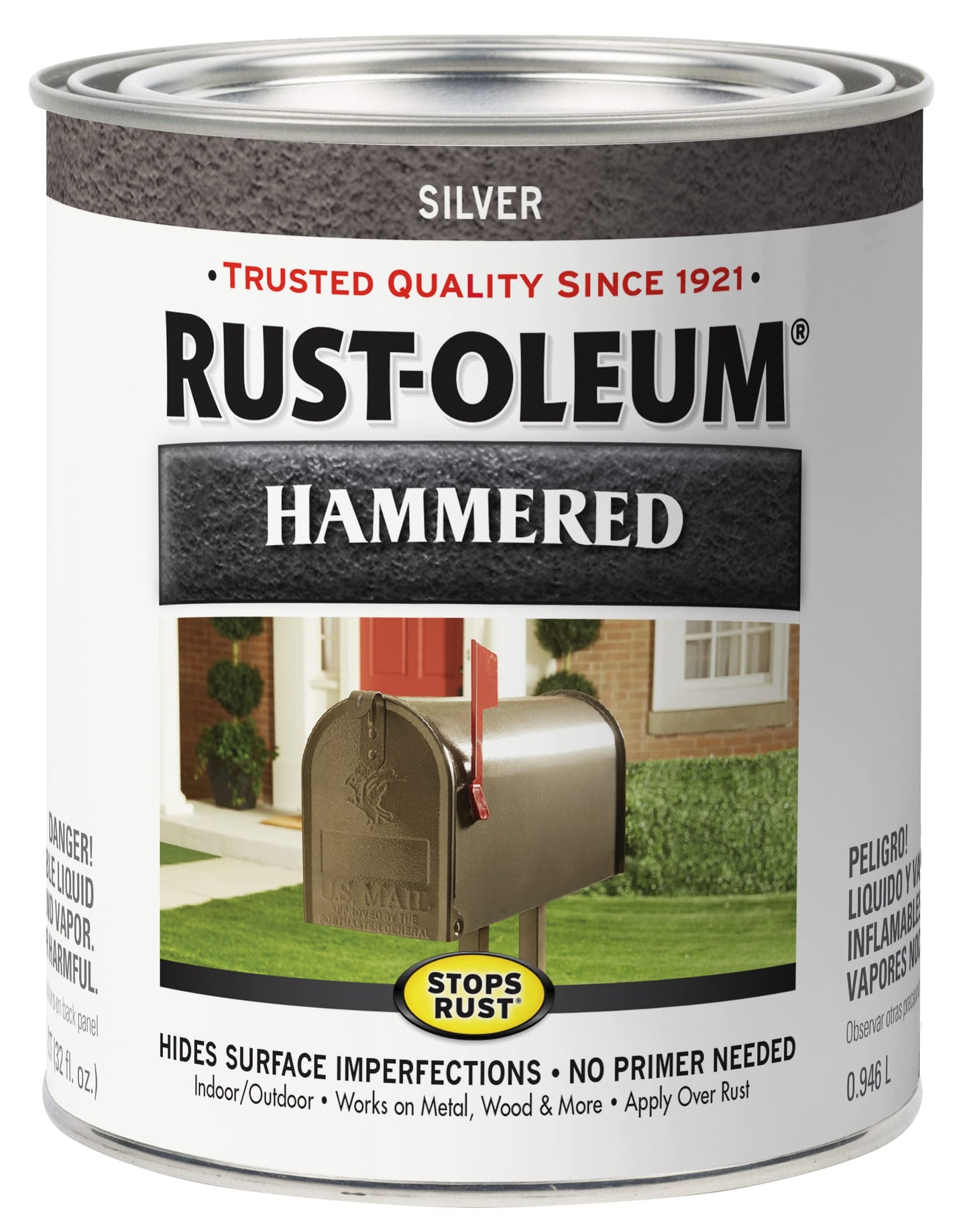 Rust-Oleum 7215502 Stops Rust Hammered Finish Brush Paint, Quart, Black